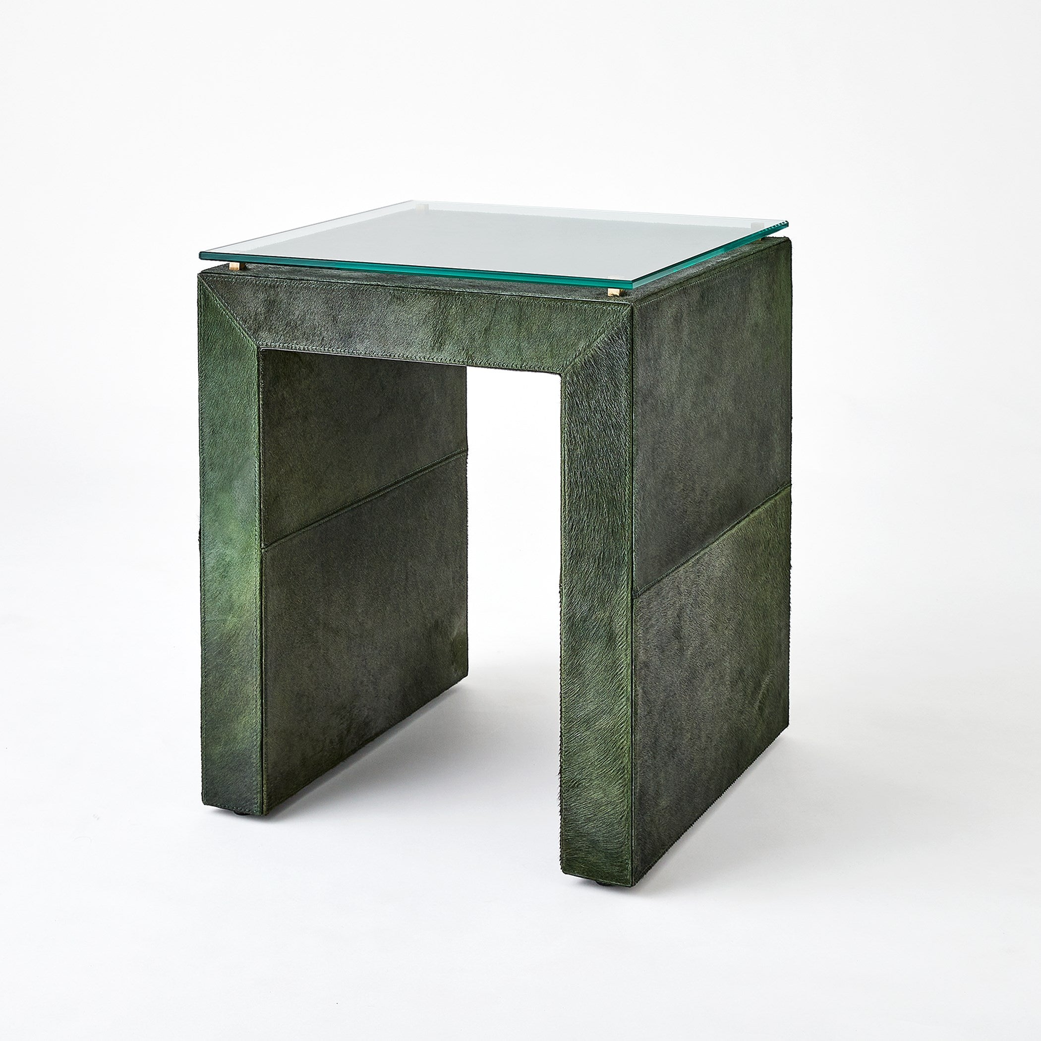 Global Views Posh Side Table Hair on Hide Green