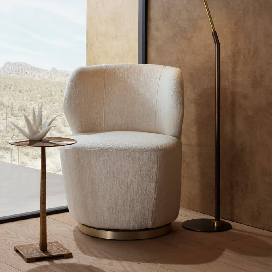 Arteriors Poppy Chair Cloud Boucle Champagne Swivel
