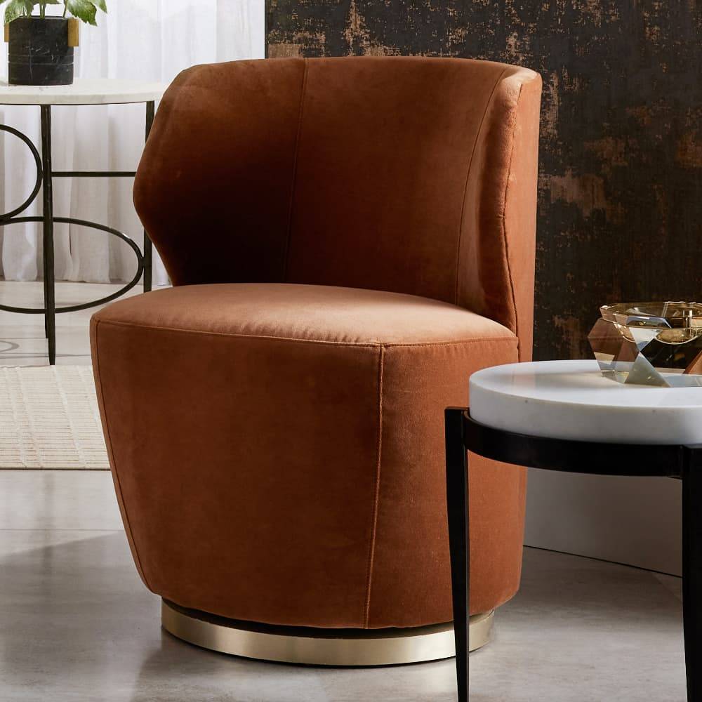 Arteriors Poppy Chair Cider Velvet Champagne Swivel