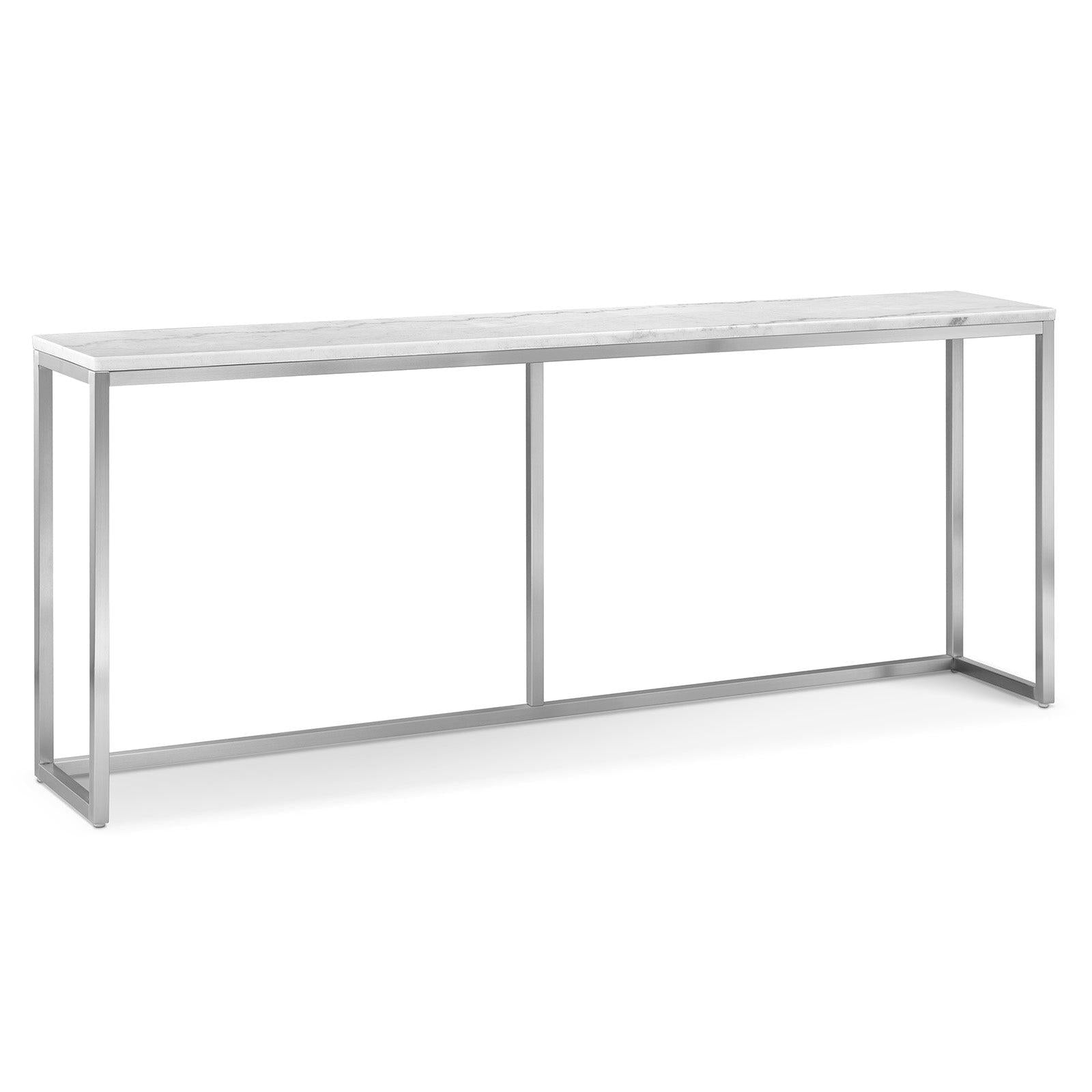 Magnussen Home Esme White Marble And Brushed Nickel Rectangular Sofa Table