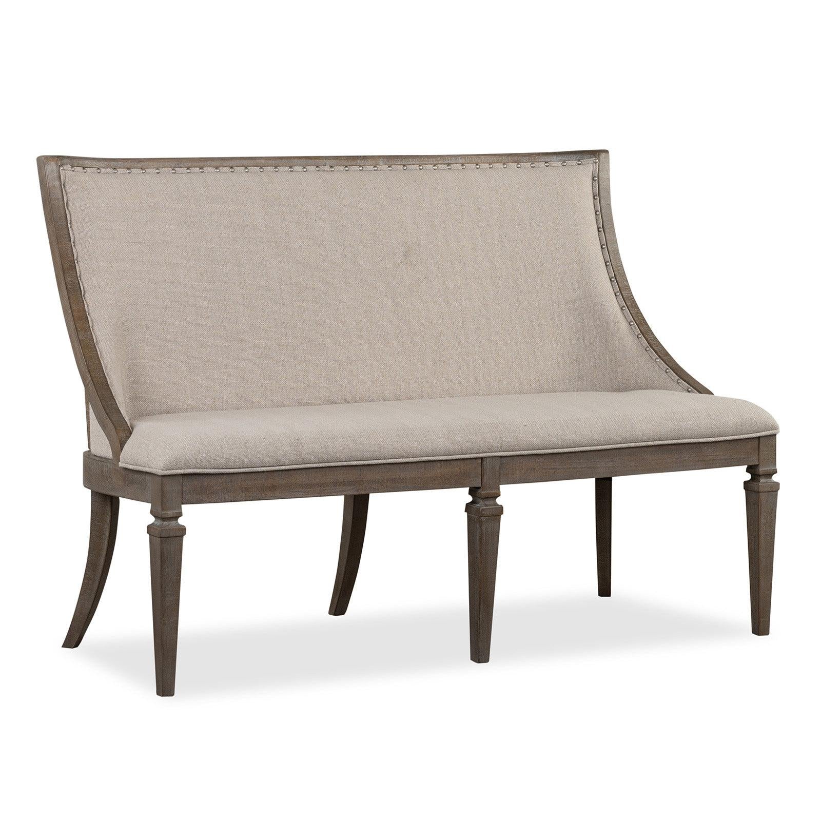Magnussen Home Lancaster Dovetail Grey Upholstered Bench With Back