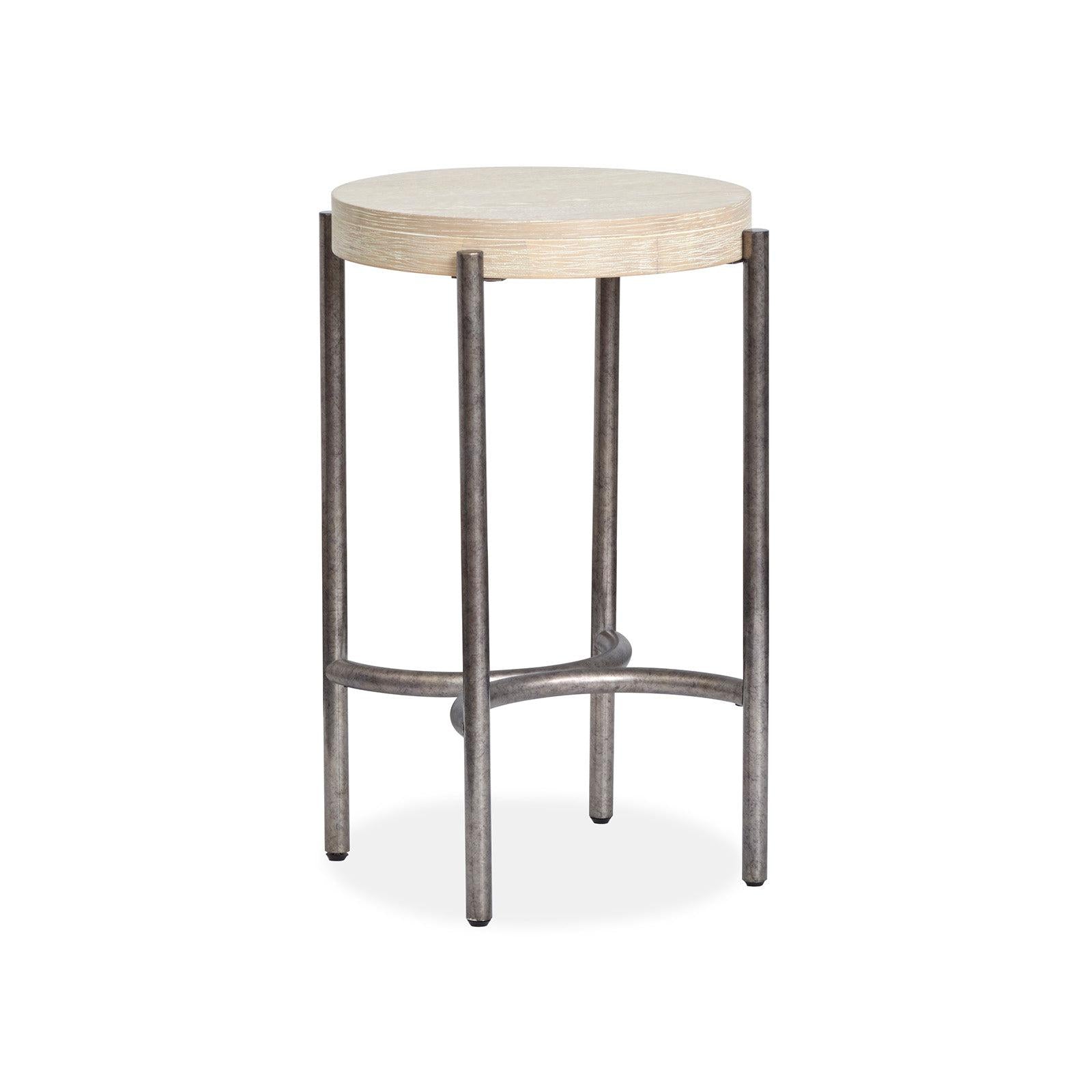 Magnussen Home Jennings Edgecomb Grey And Weathered Antique Nickel Round Accent Table