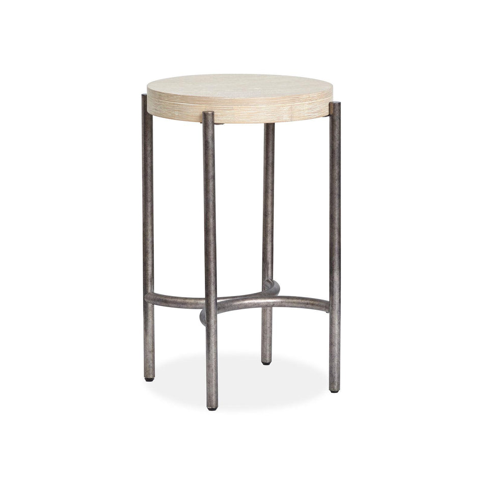 Magnussen Home Jennings Edgecomb Grey And Weathered Antique Nickel Round Accent Table