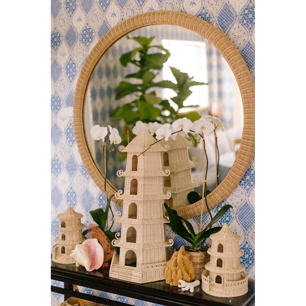 Chelsea House Dunmore Round Wicker Mirror