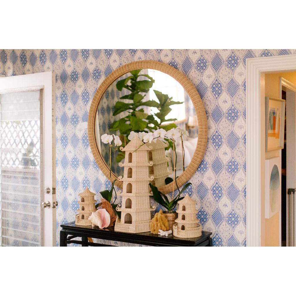Chelsea House Dunmore Round Wicker Mirror