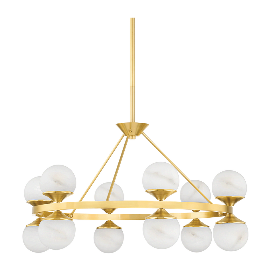 Hudson Valley Lighting Grafton 12 Light 34 inch Aged Brass Chandelier Ceiling Light