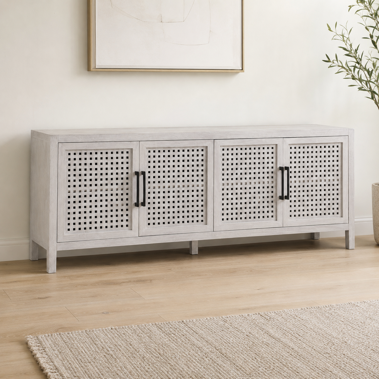 Bassett Mirror Pentak White Four Door Cabinet