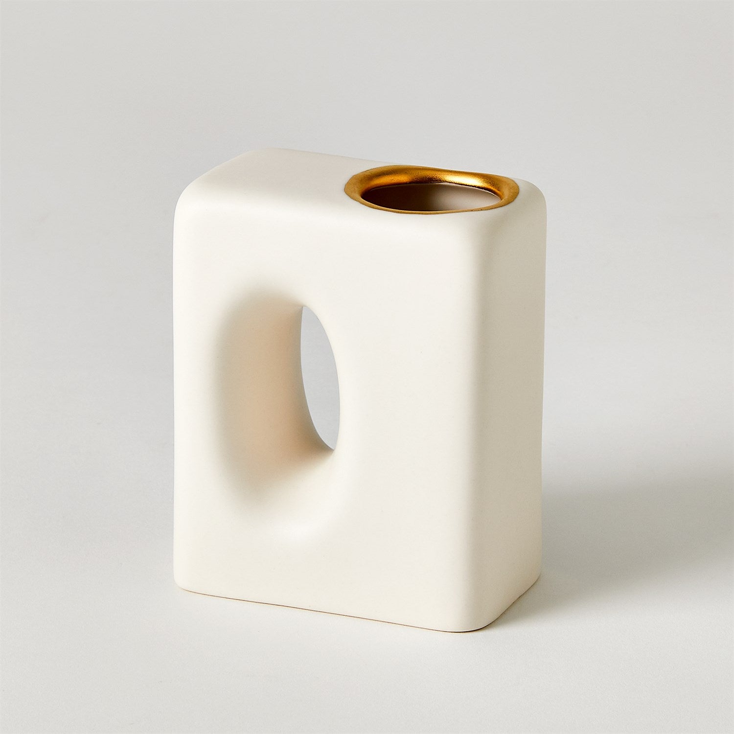 Global Views Matte White Gold Rim Oh Yes Vase Clearance