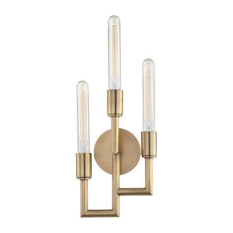 Hudson Valley Lighting Angler 3 Light 7.75 inch Aged Brass Wall Sconce Wall Light