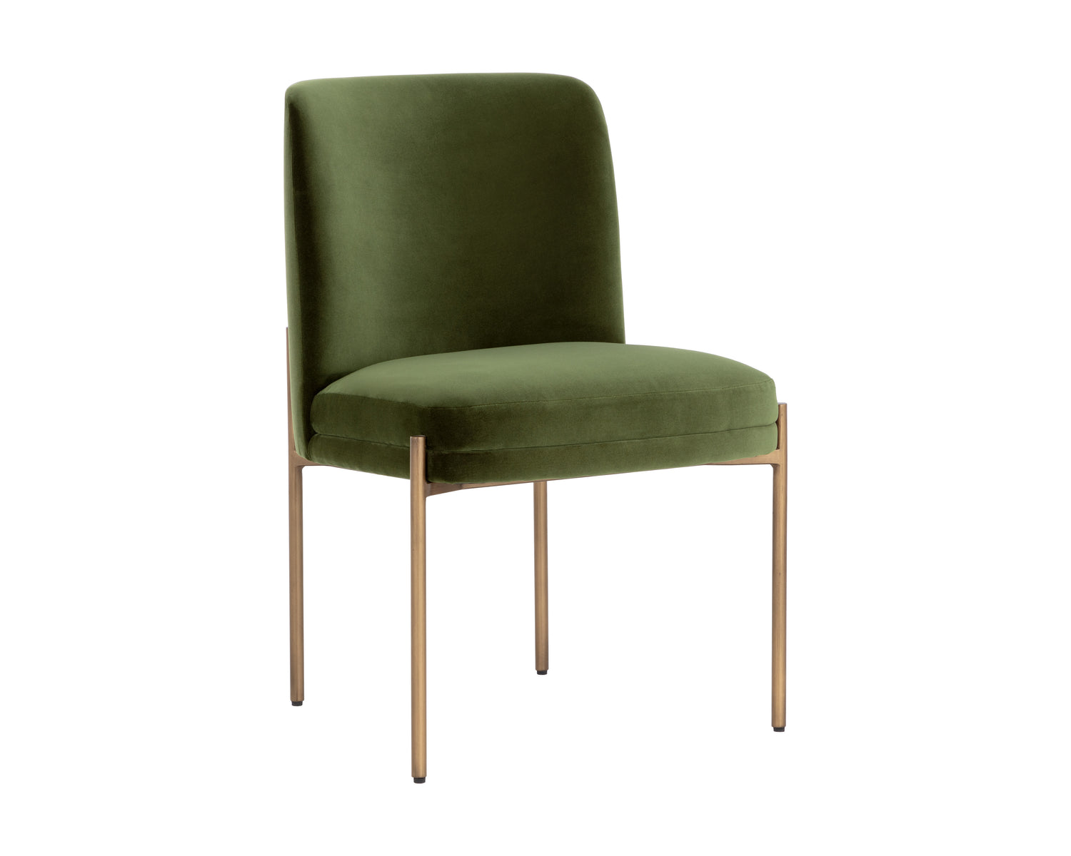 Sunpan Richie Dining Chair - Antique Brass - Forest Green