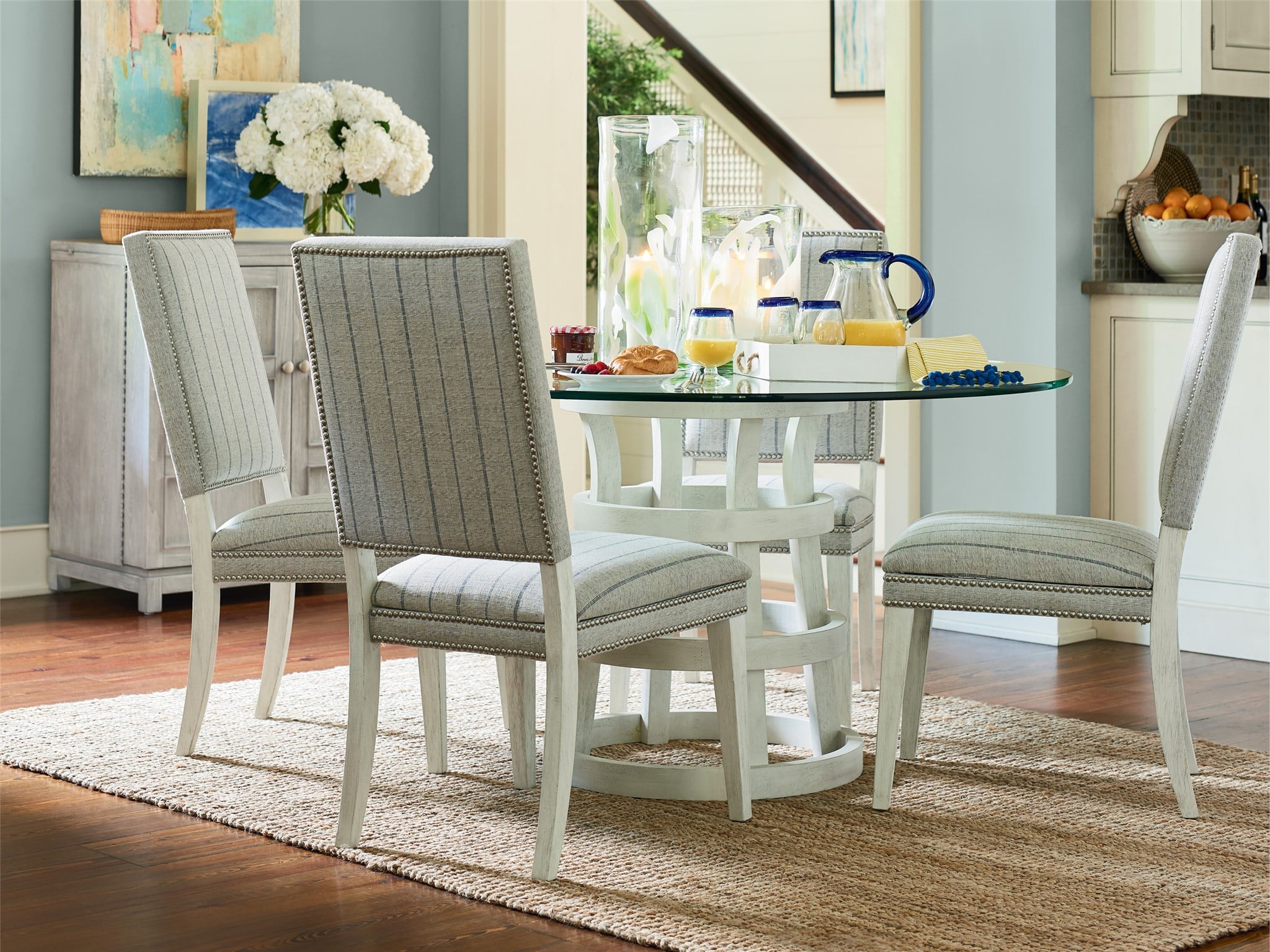 Universal Furniture Coastal Living Round Dining Table with Glass Top