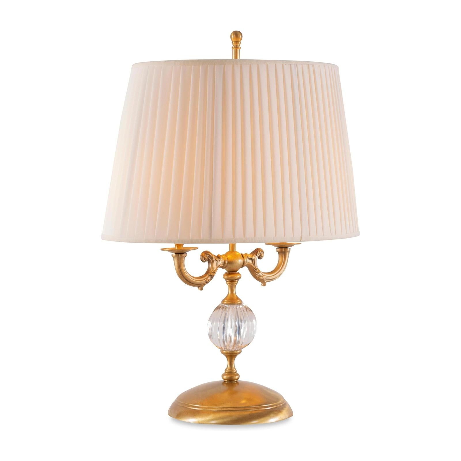 Maitland Smith Aged Brass Table Lamp W/ Crystal Insert