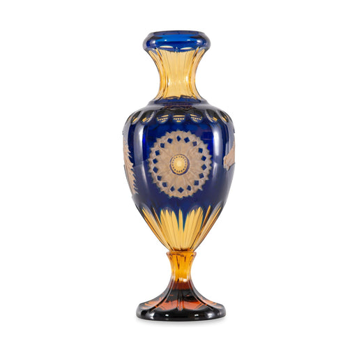 Maitland Smith Amber And Blue Crystal Vase