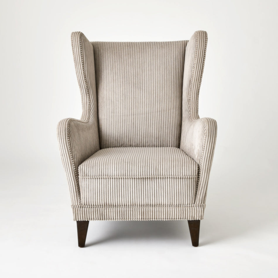 Global Views Wide Wale Wing Chair Corduroy Smoke