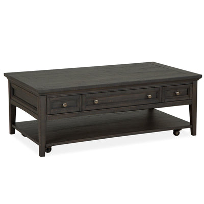Magnussen Home Westley Falls Graphite Rectangular Cocktail Table With Casters
