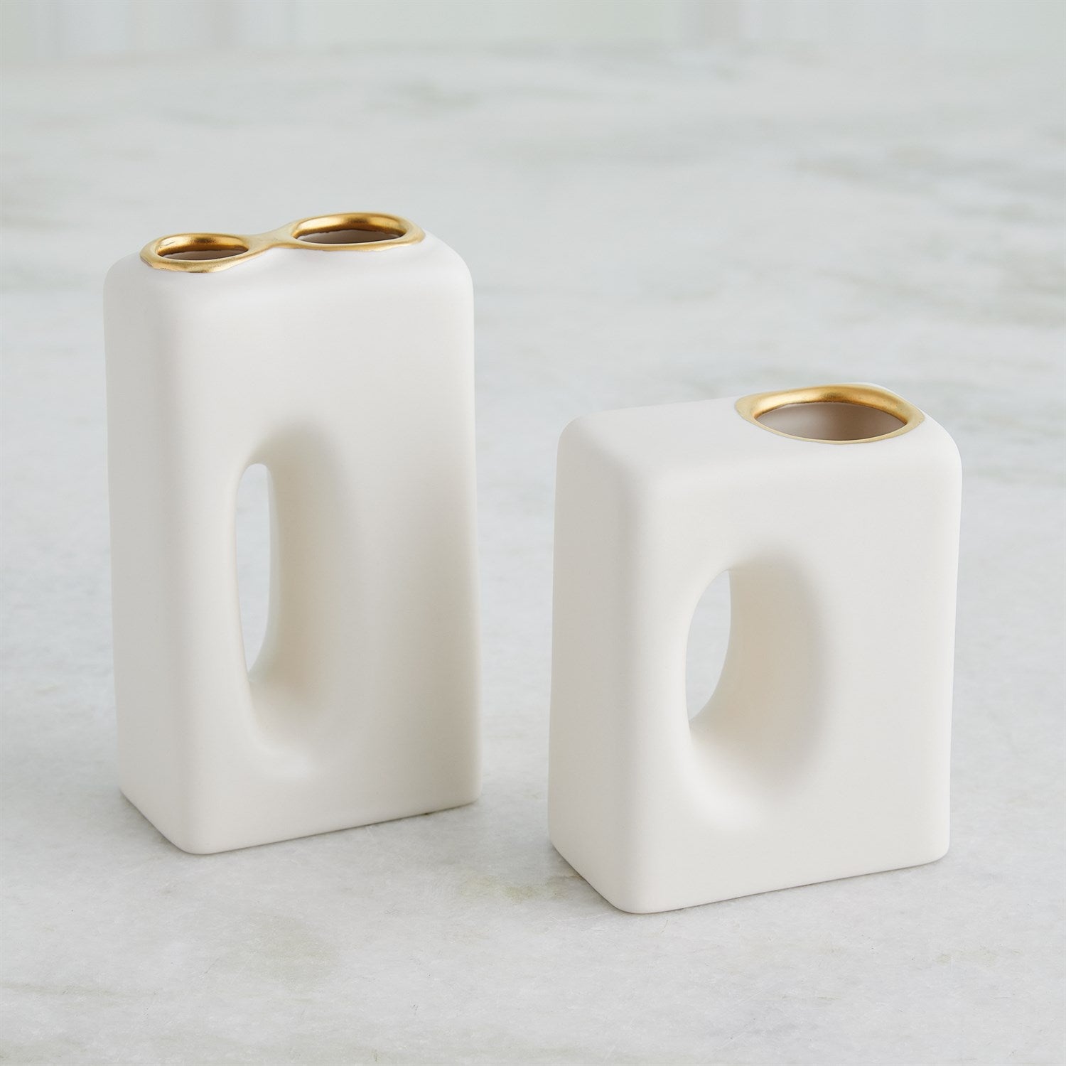 Global Views Matte White Gold Rim Oh Yes Vase Clearance