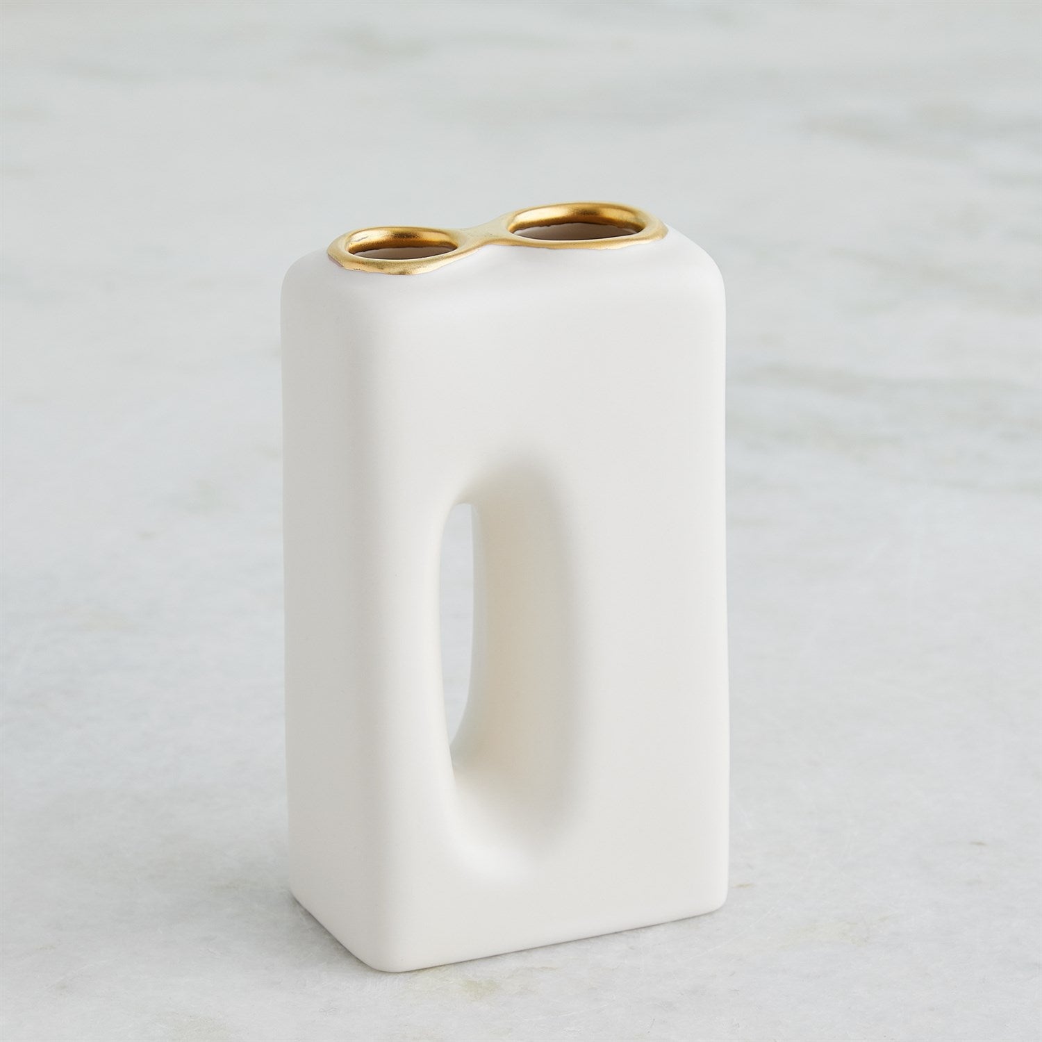 Global Views Matte White Gold Rim Oh Yes Vase Clearance