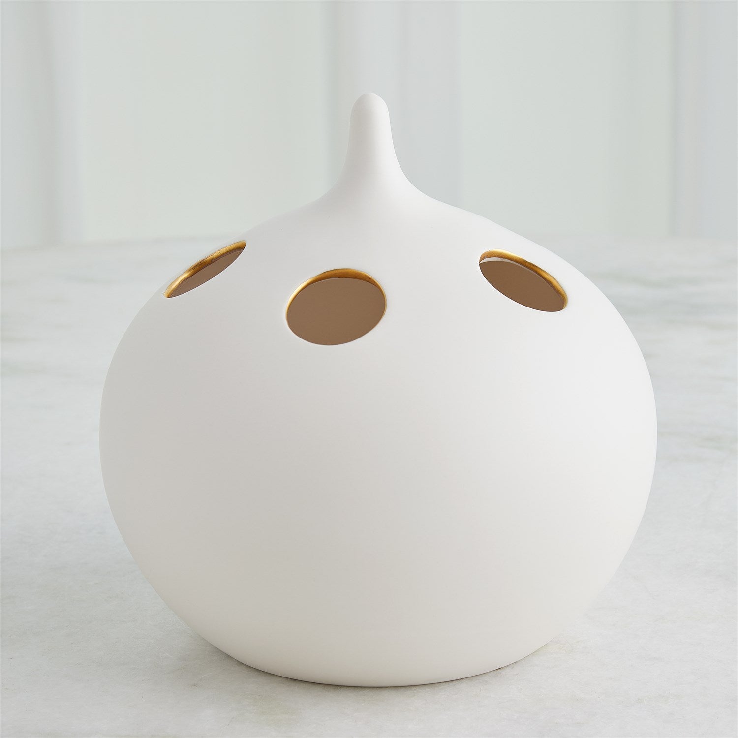 Global Views Matte White Gold Rim Oh No Vase Clearance