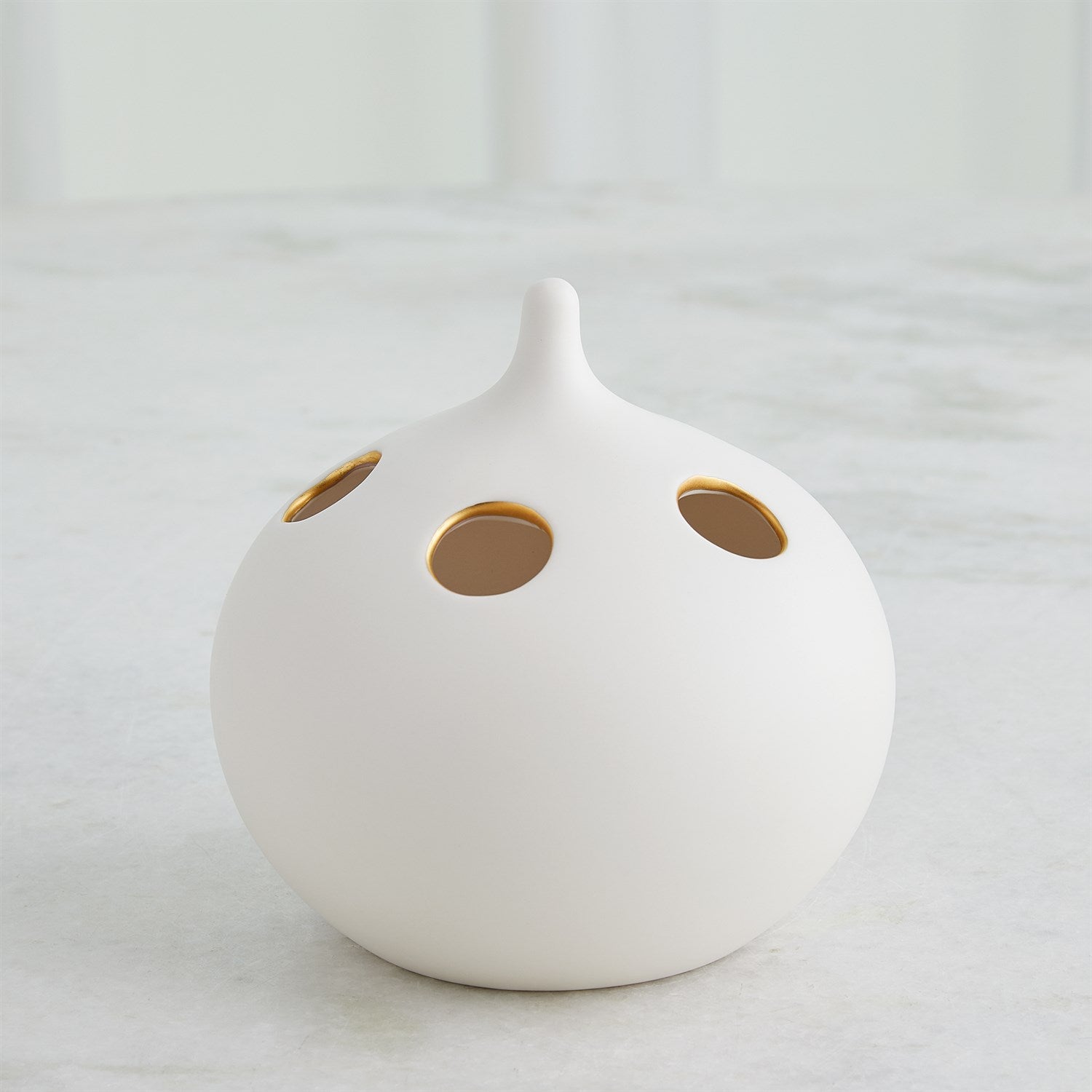 Global Views Matte White Gold Rim Oh No Vase Clearance