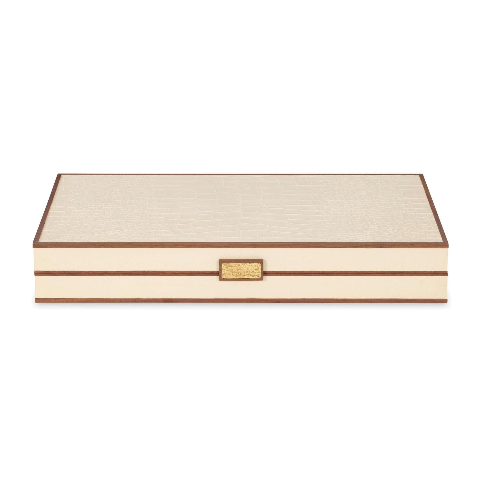 Maitland Smith Cream Leather Game Board