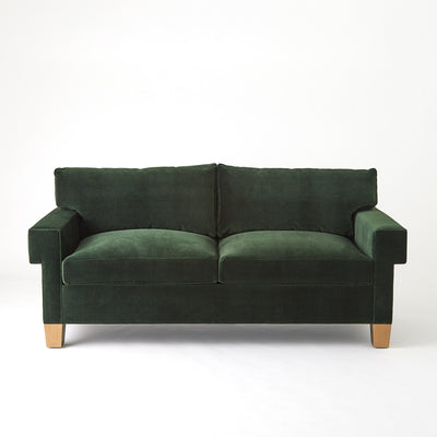 Global Views Square Arm Sofa Green Velvet
