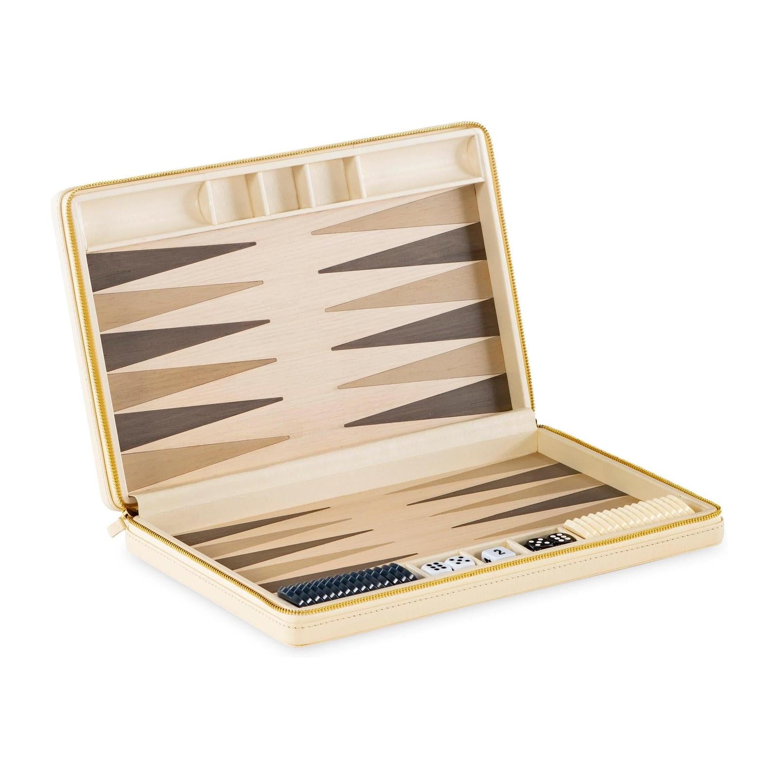 Maitland Smith Travel Backgammon Board Cream