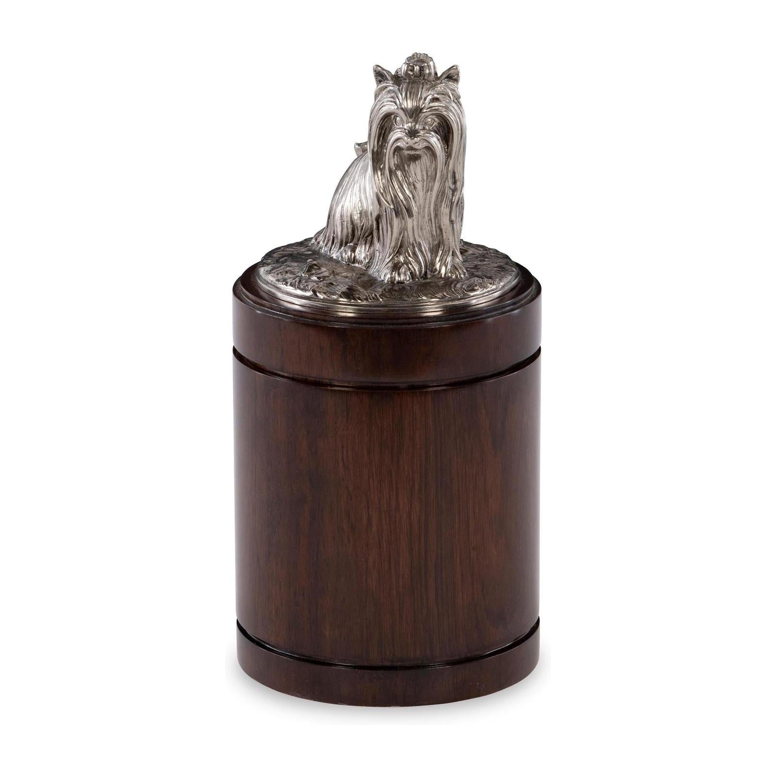 Maitland Smith Nickel Yorkie Canister
