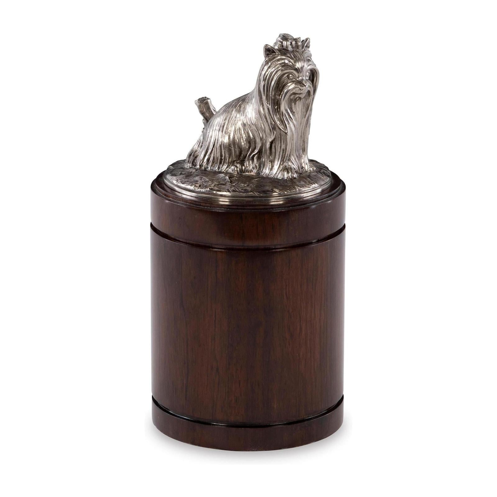 Maitland Smith Nickel Yorkie Canister
