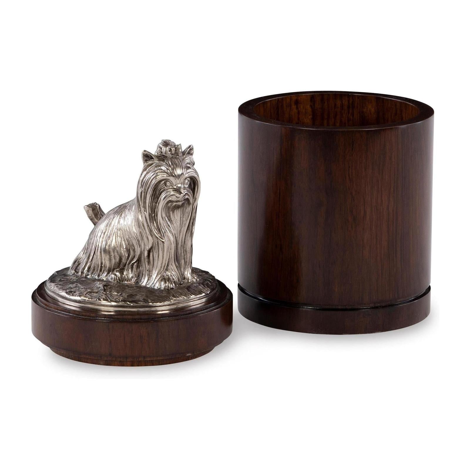 Maitland Smith Nickel Yorkie Canister