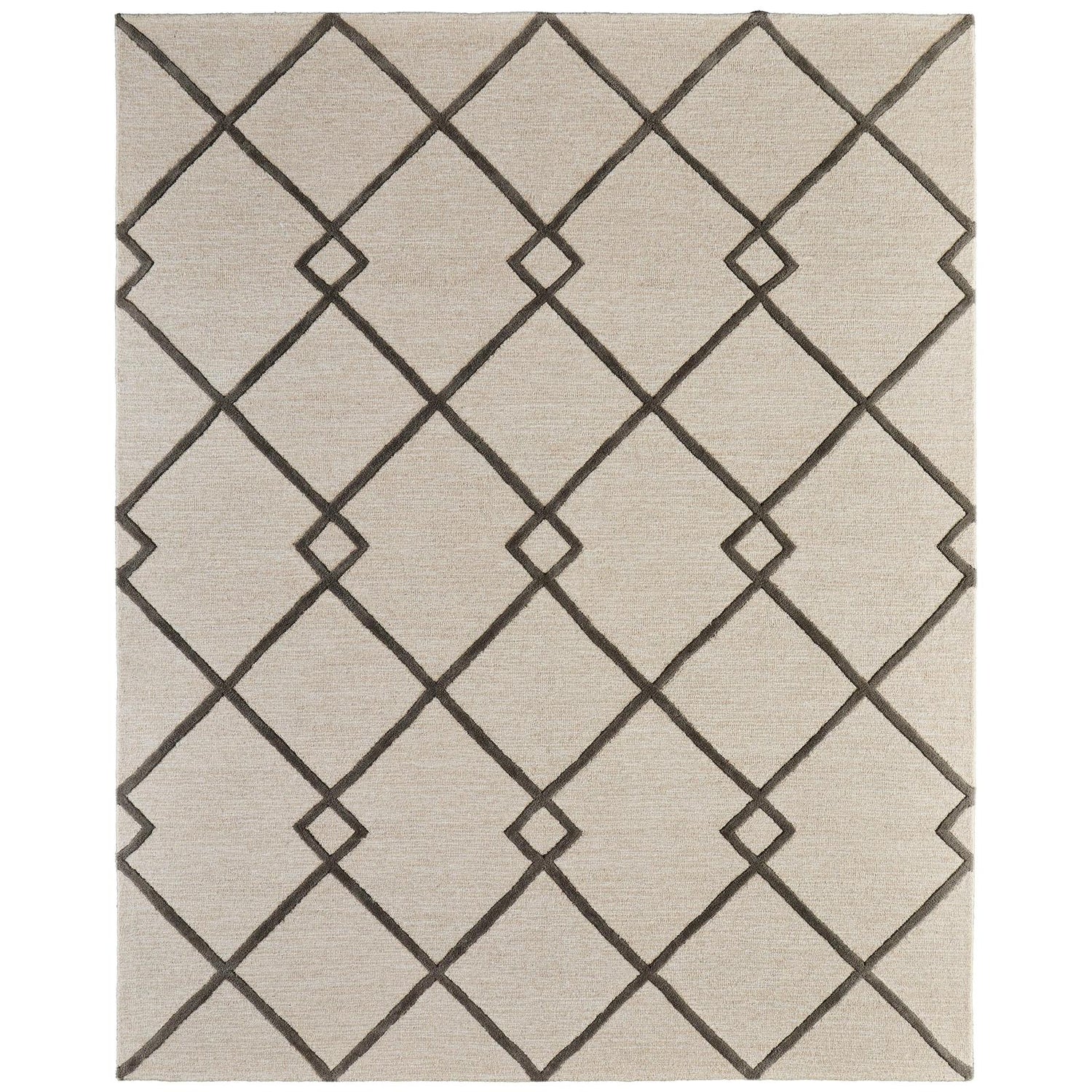 Feizy Kimball 8A36F Transitional Trellis & Lattice Rug in Ivory/Gray/Tan