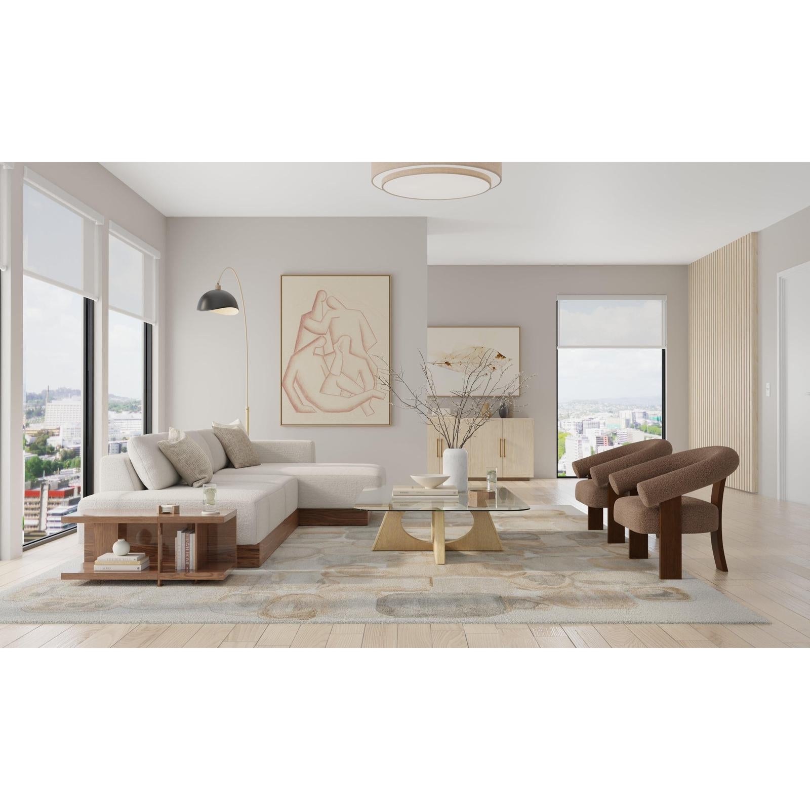 Feizy Kendall 8A61F Modern Abstract Rug in Tan/Gray/Ivory