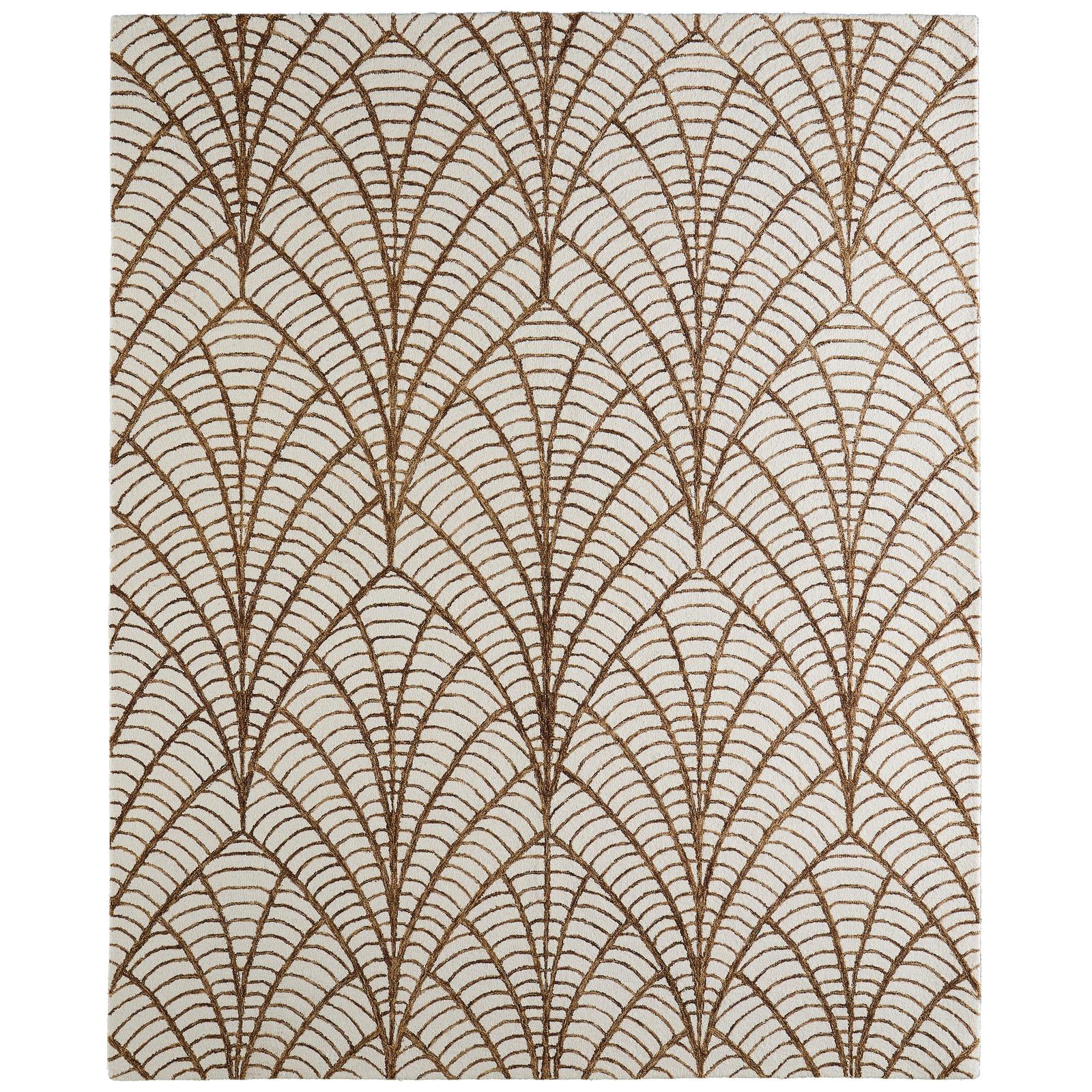 Feizy Wallace 8A44F Modern Ikat Rug in White/Brown
