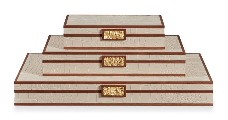 Maitland Smith Cream Stacking Boxes