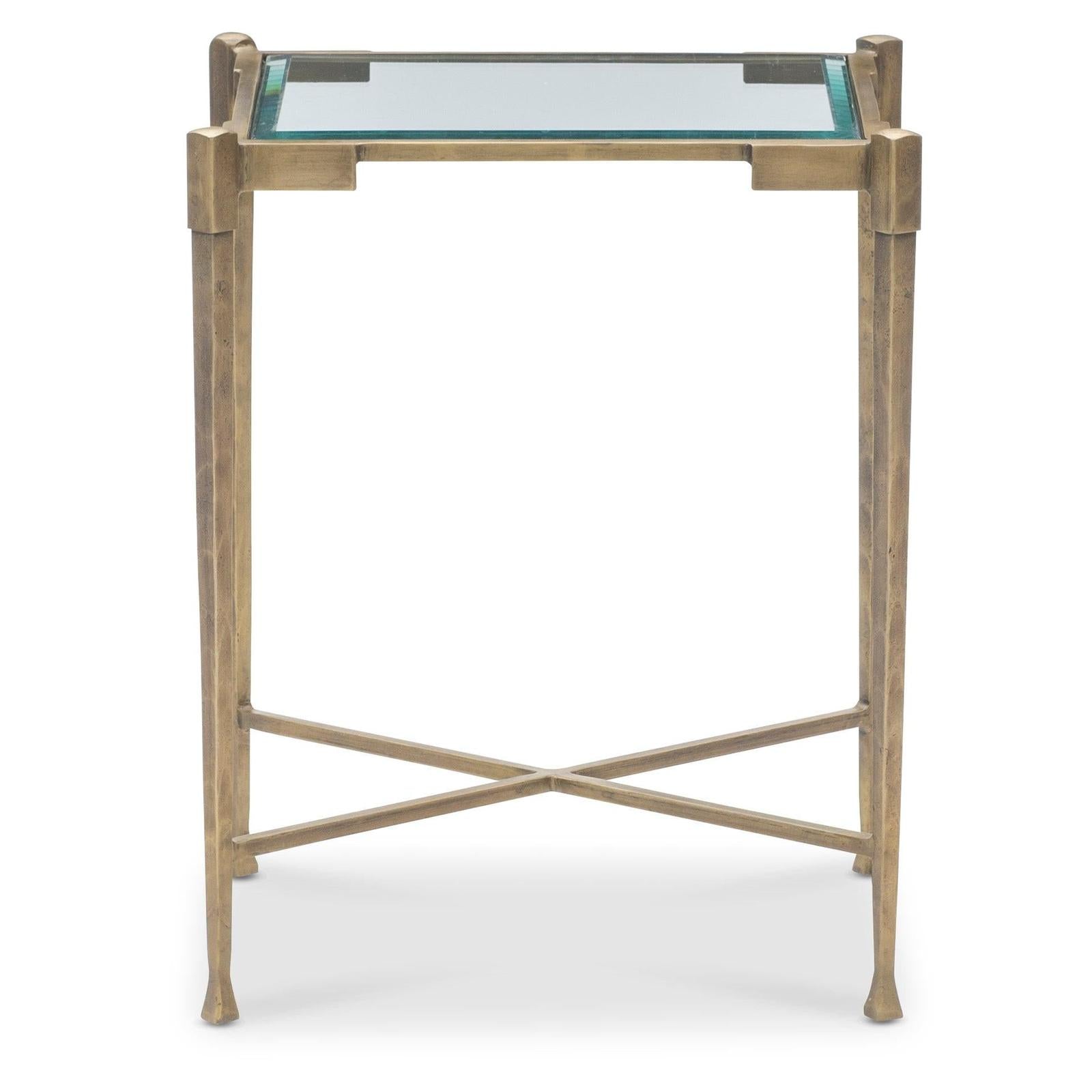 Maitland Smith Iron Side Table With Glass Top