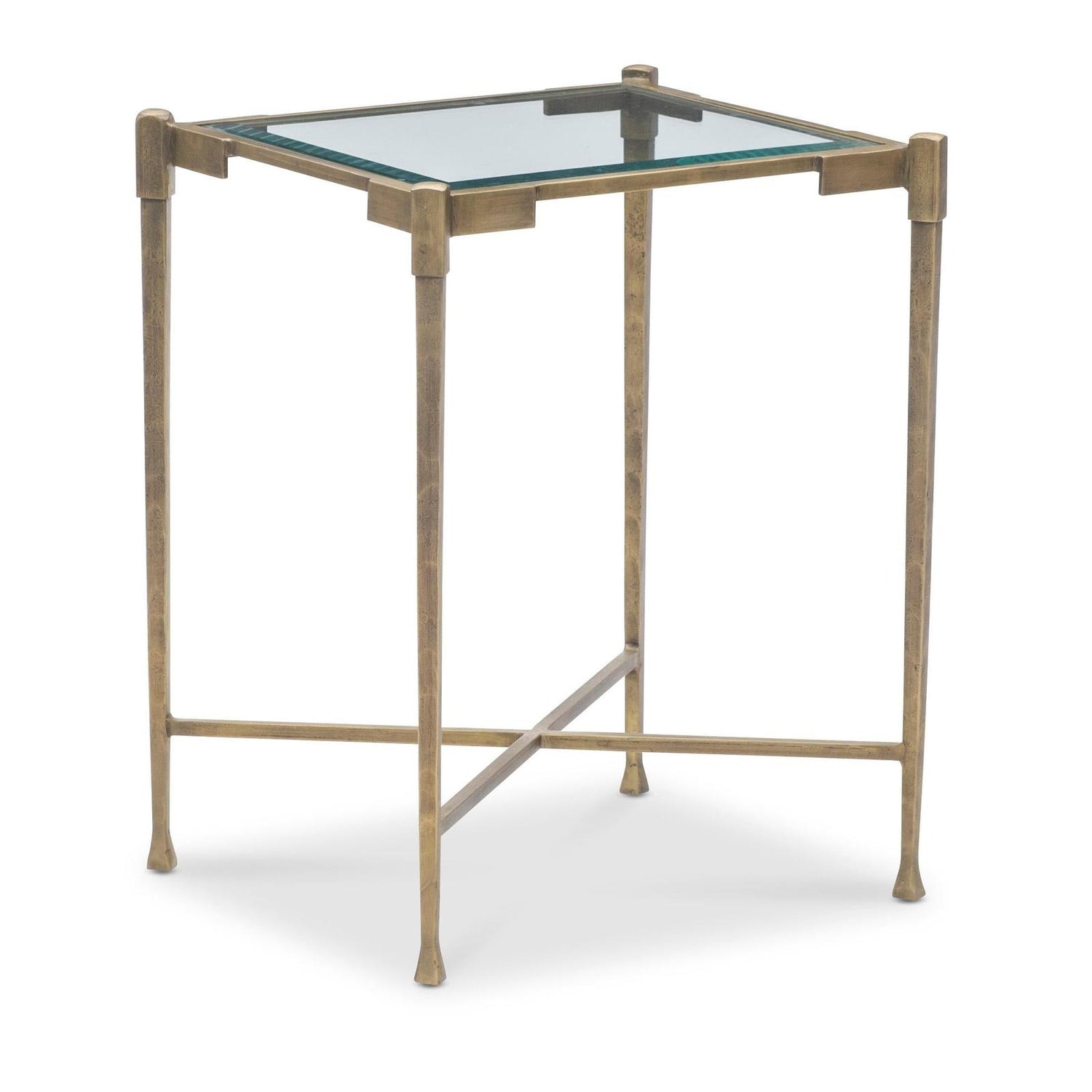 Maitland Smith Iron Side Table With Glass Top