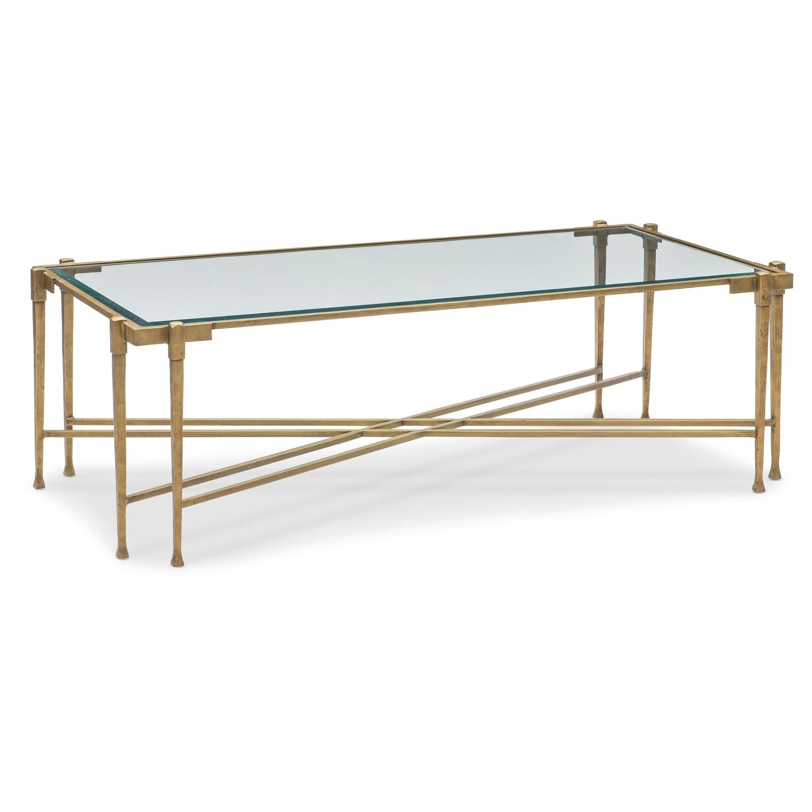 Maitland Smith Iron Coffee Table With Glass Top