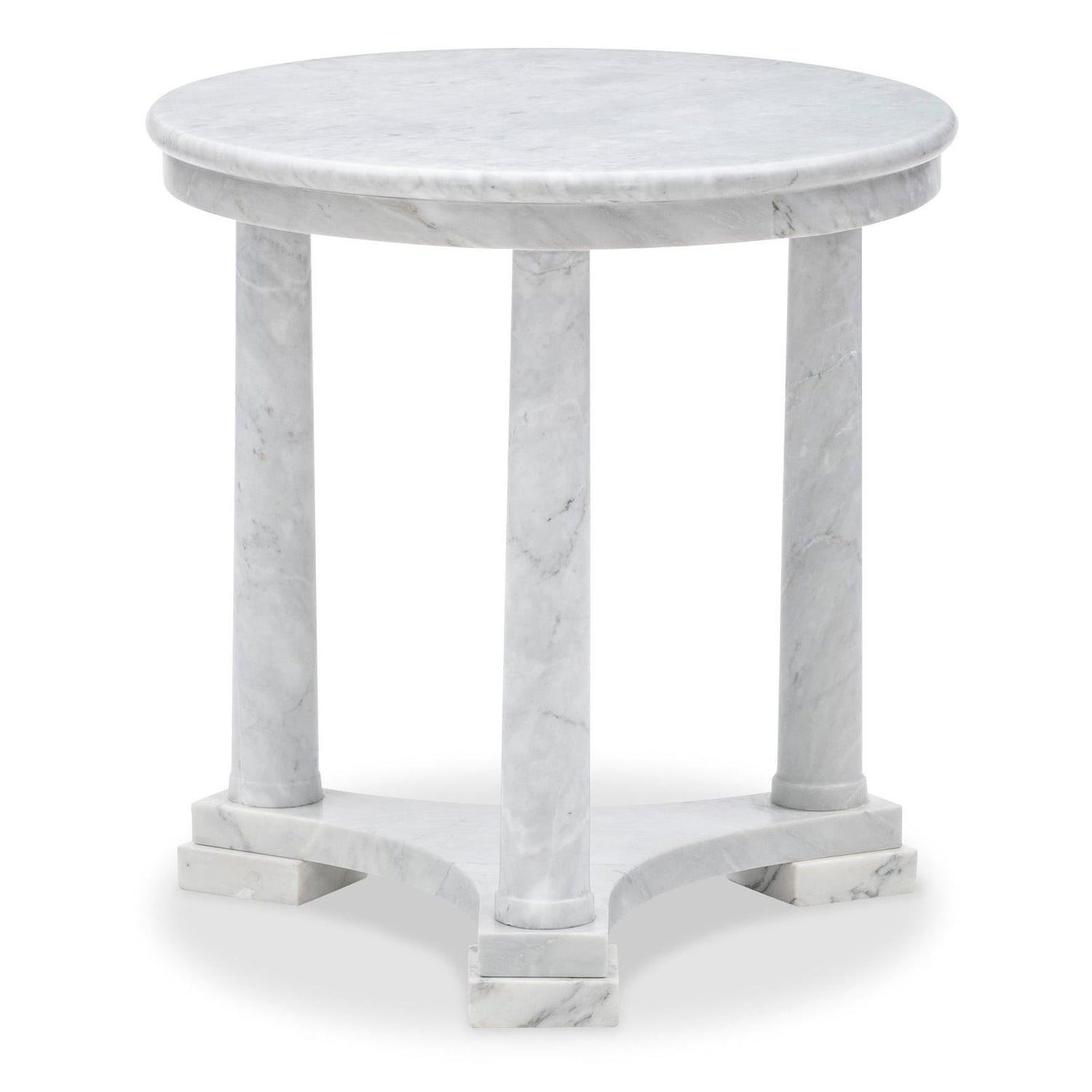Maitland Smith Neoclassic White Marble Side Table