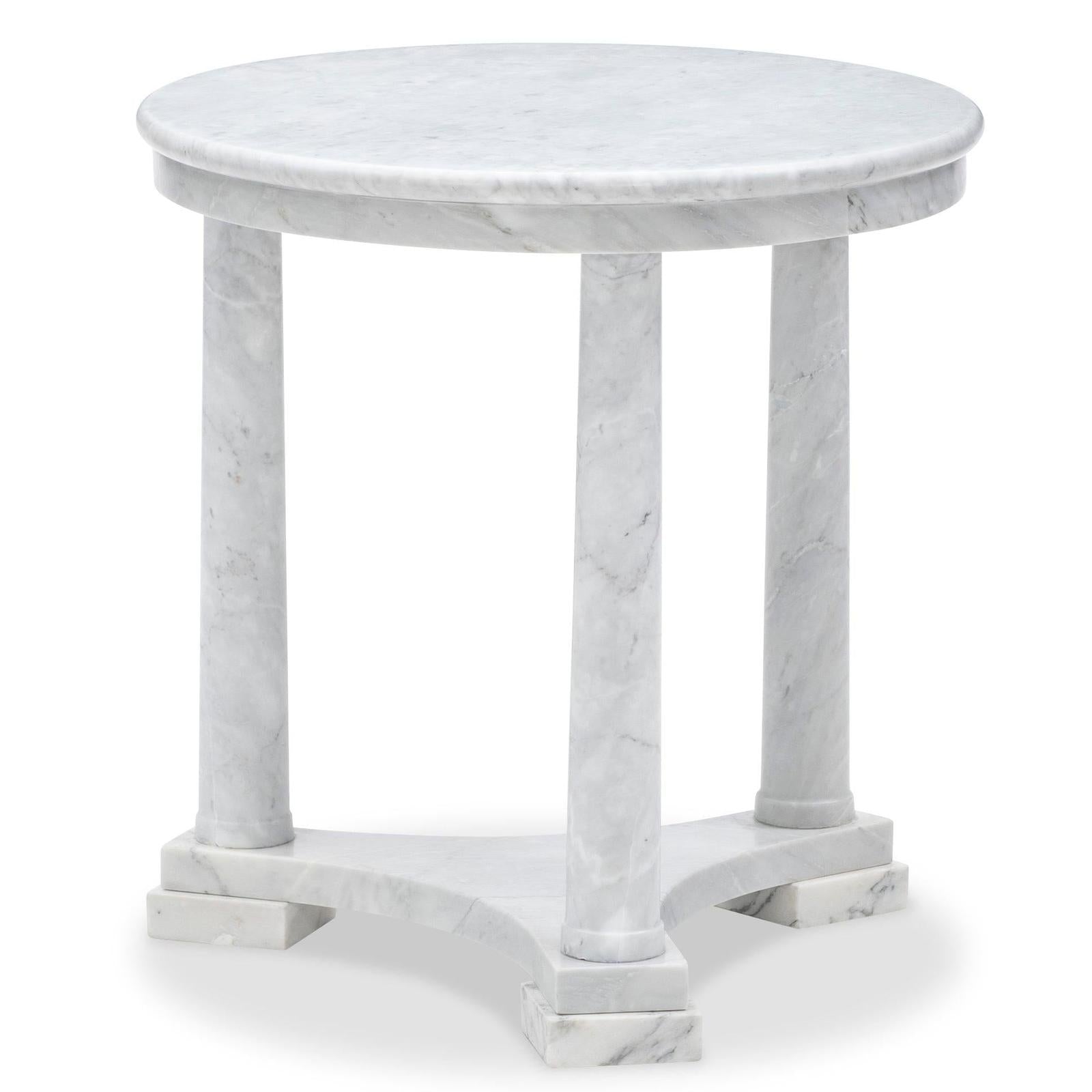 Maitland Smith Neoclassic White Marble Side Table