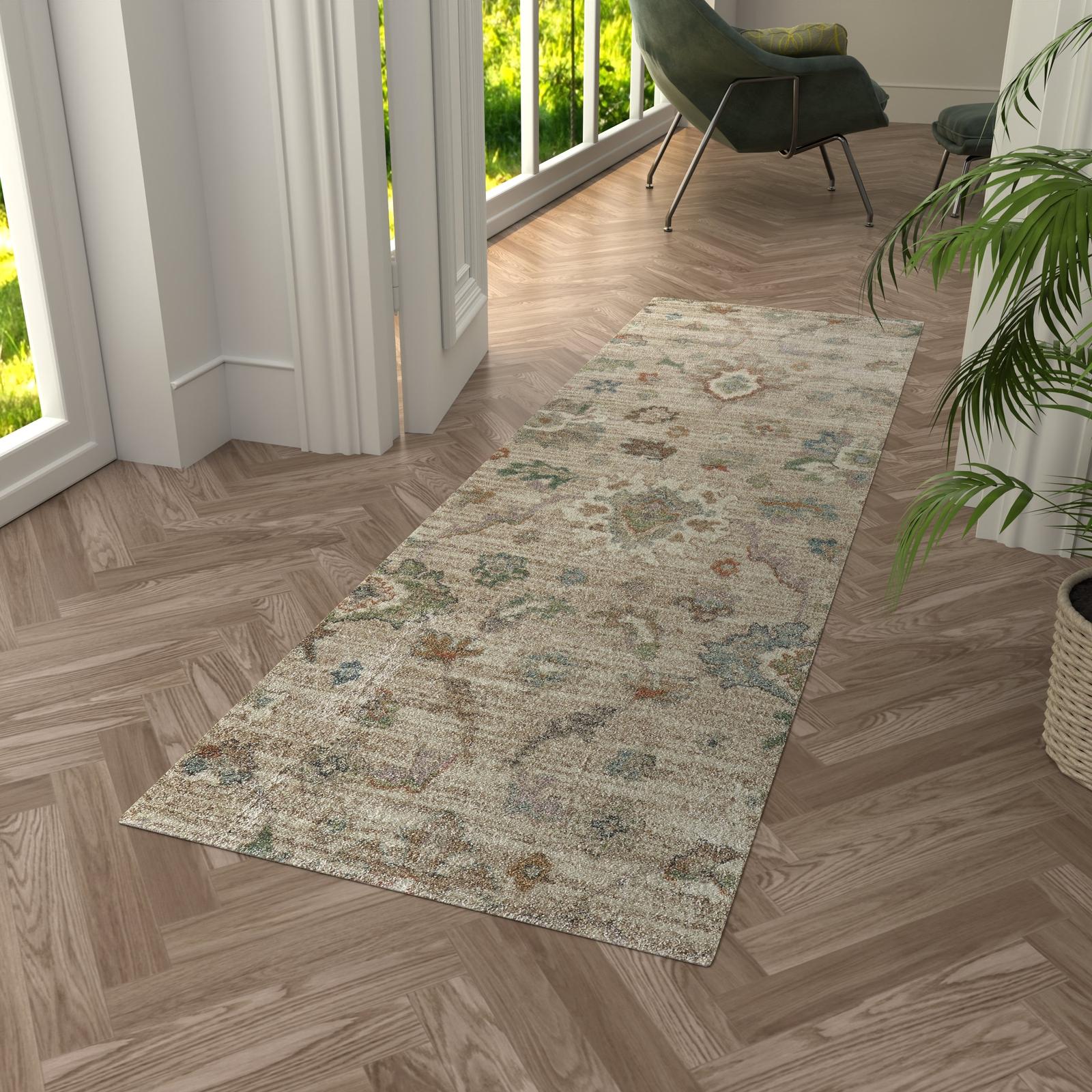 Feizy Dartmouth 39QKF Transitional Abstract Rug in Tan/Brown/Blue