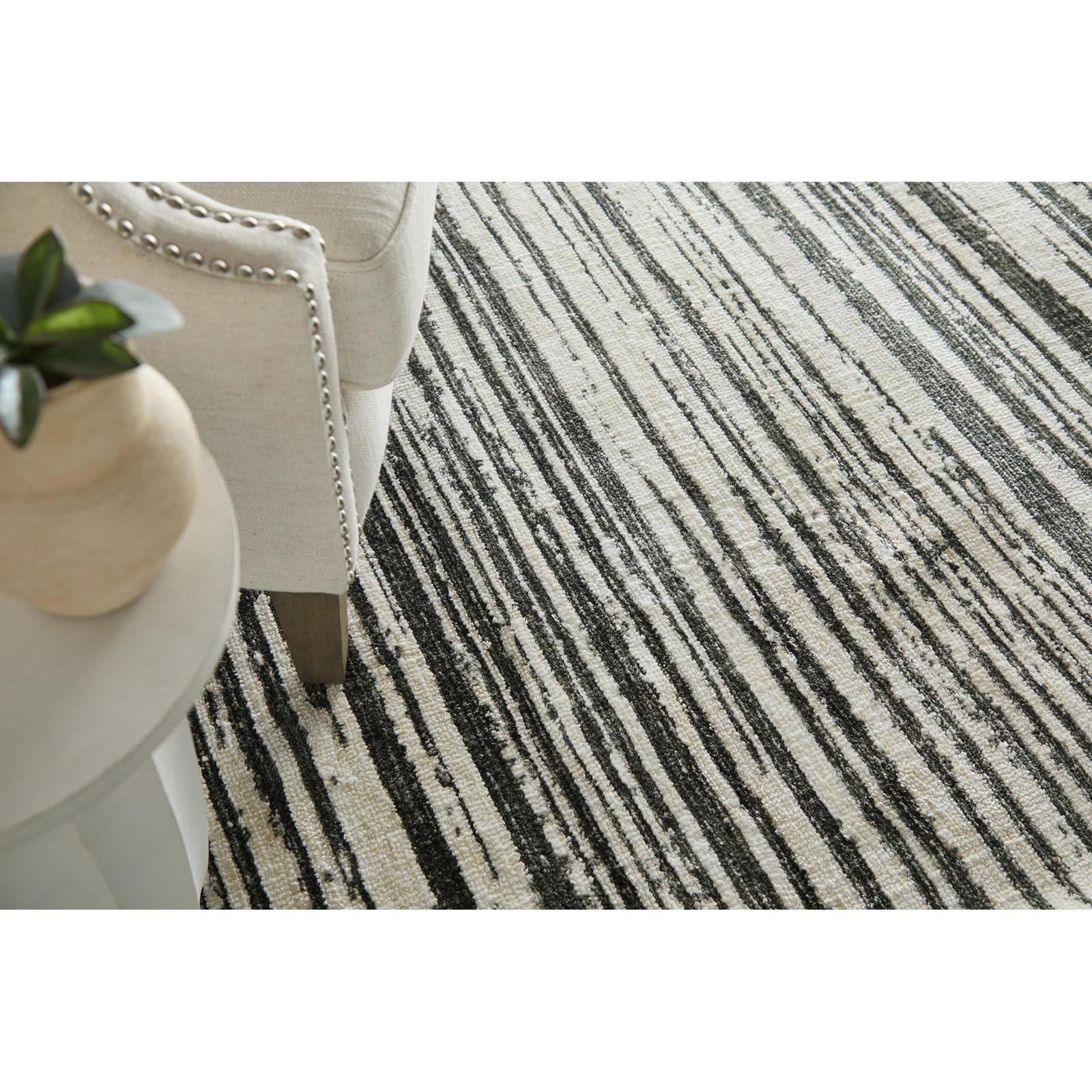 Feizy Colton 8A56F Modern Abstract Rug in Black/Ivory