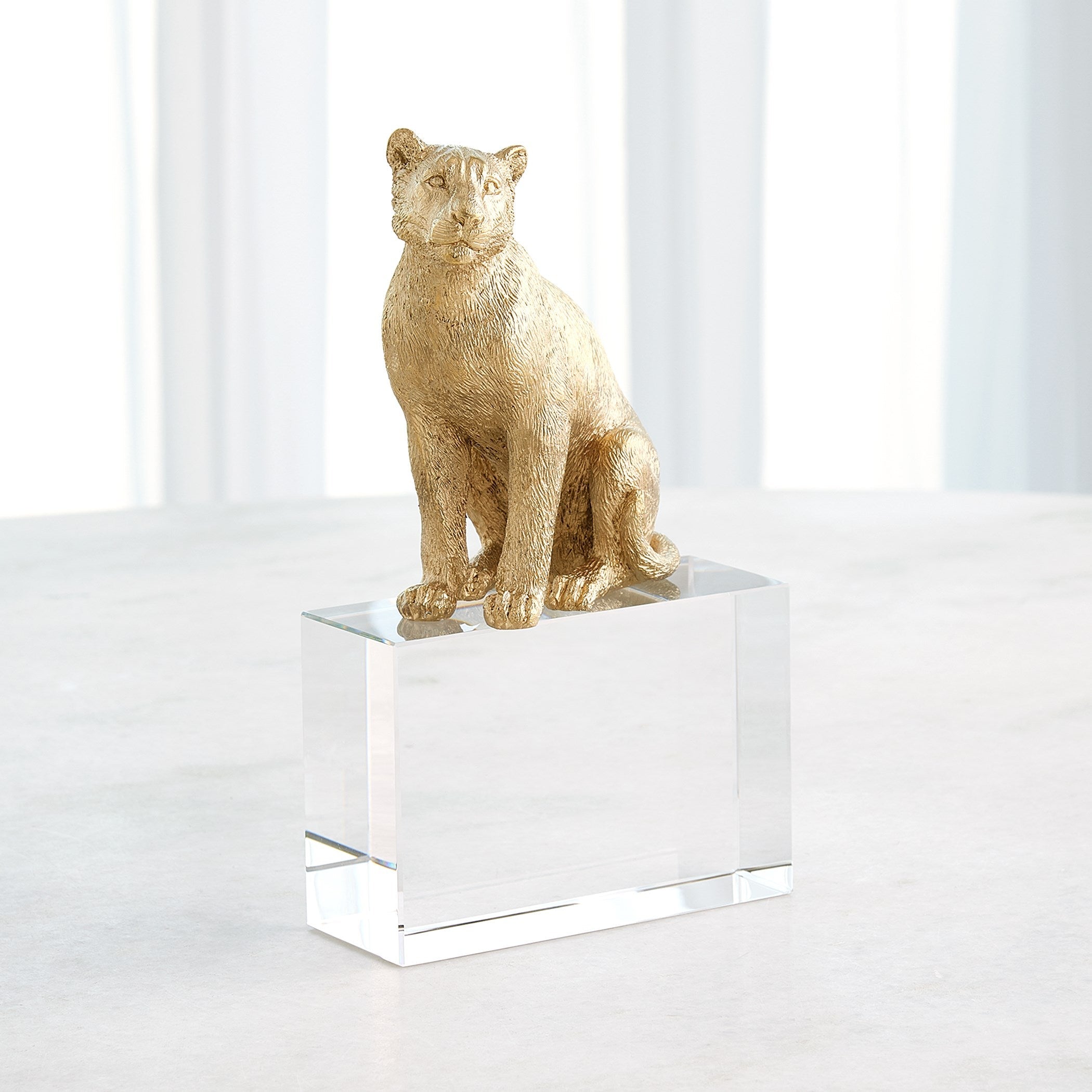 Global Views Brass Crystal Lion & Lioness Sculpture