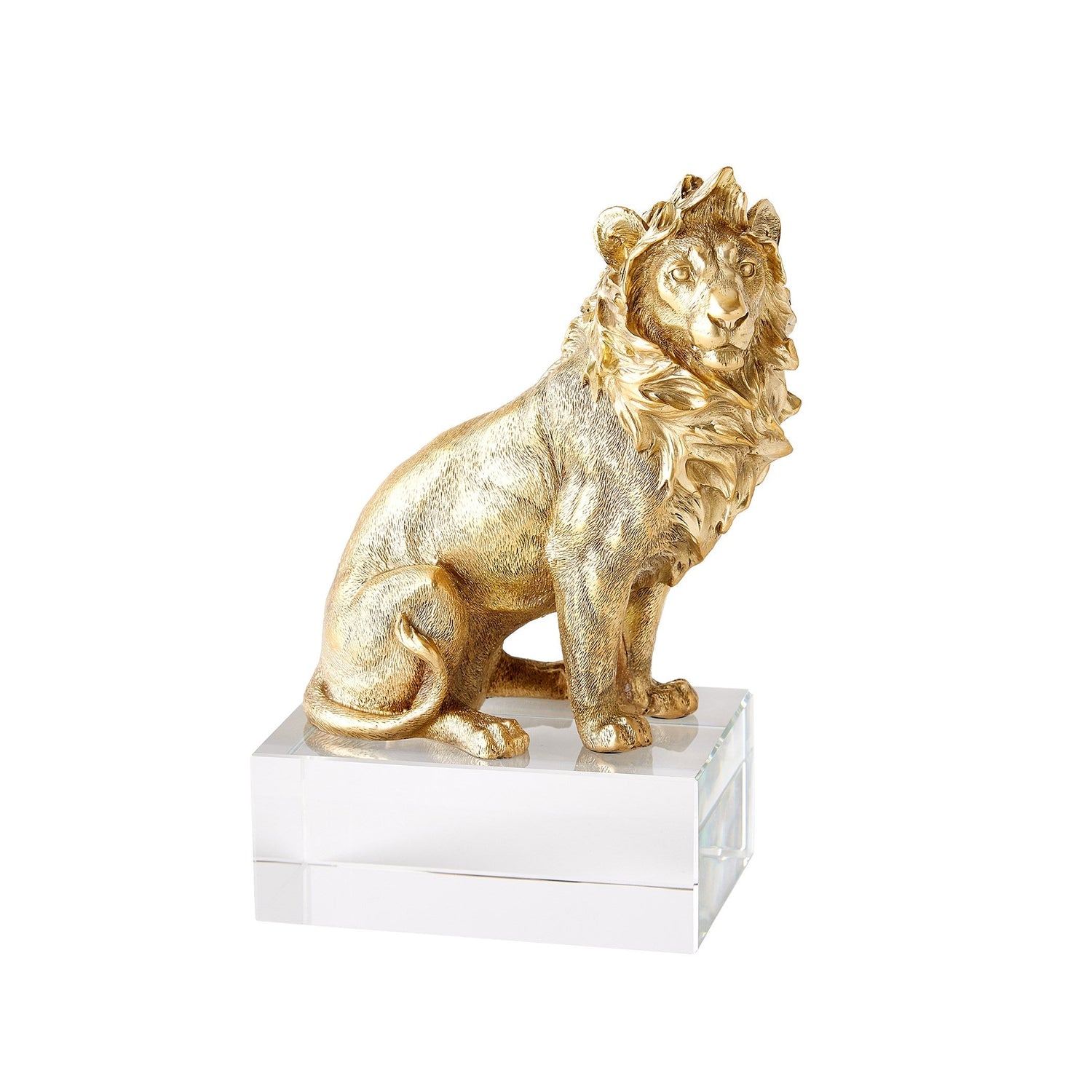 Global Views Brass Crystal Lion & Lioness Sculpture