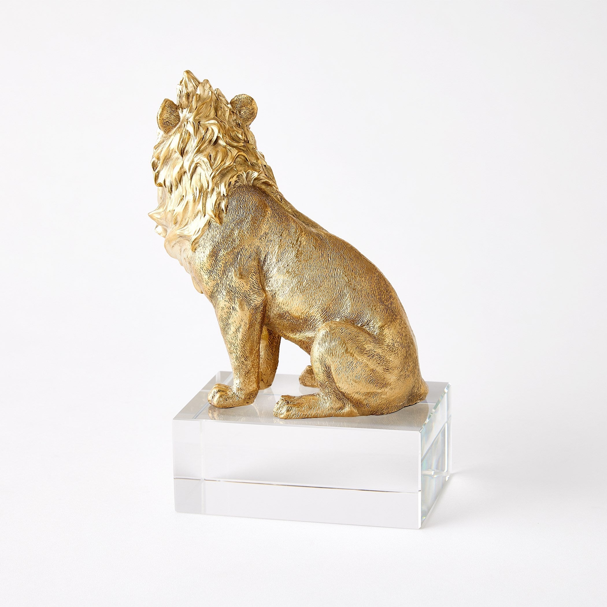 Global Views Brass Crystal Lion & Lioness Sculpture