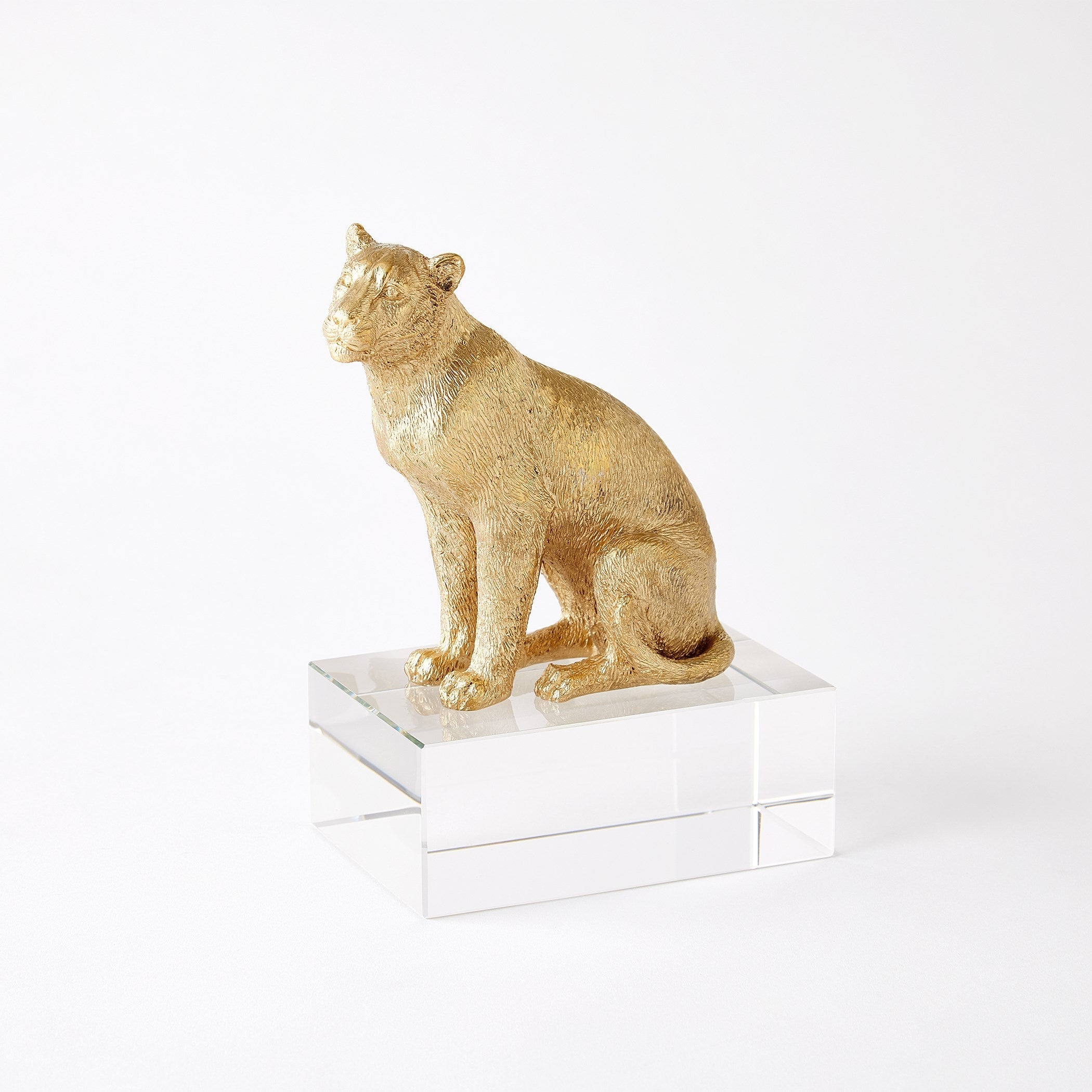 Global Views Brass Crystal Lion & Lioness Sculpture