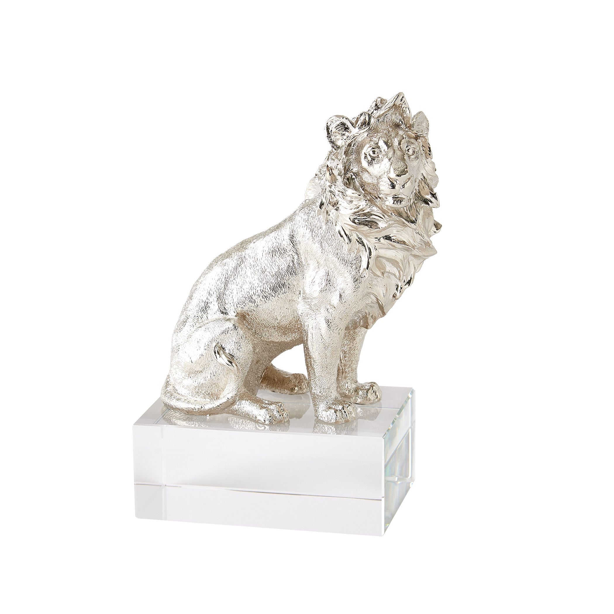 Global Views Nickel and Crystal Lion Lioness Sculpture