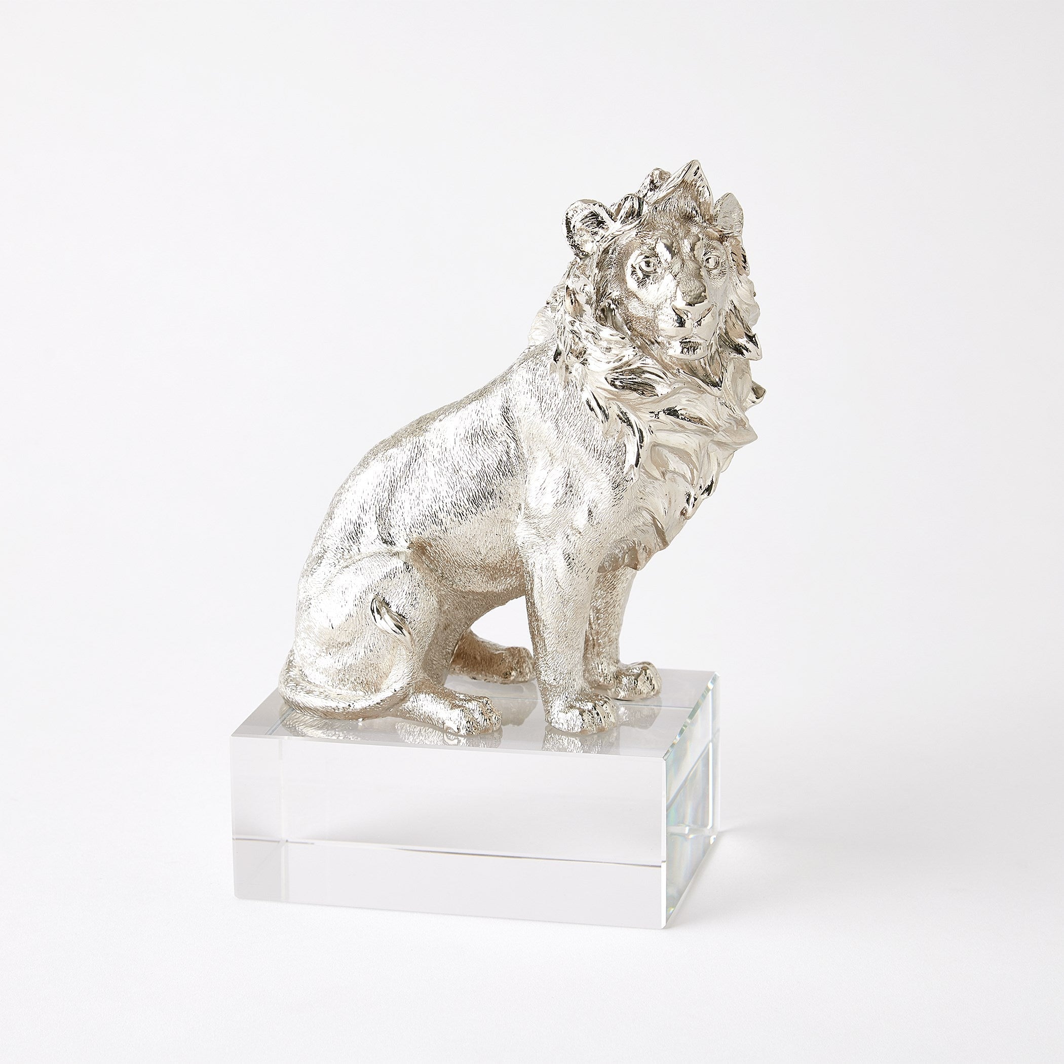 Global Views Nickel and Crystal Lion Lioness Sculpture