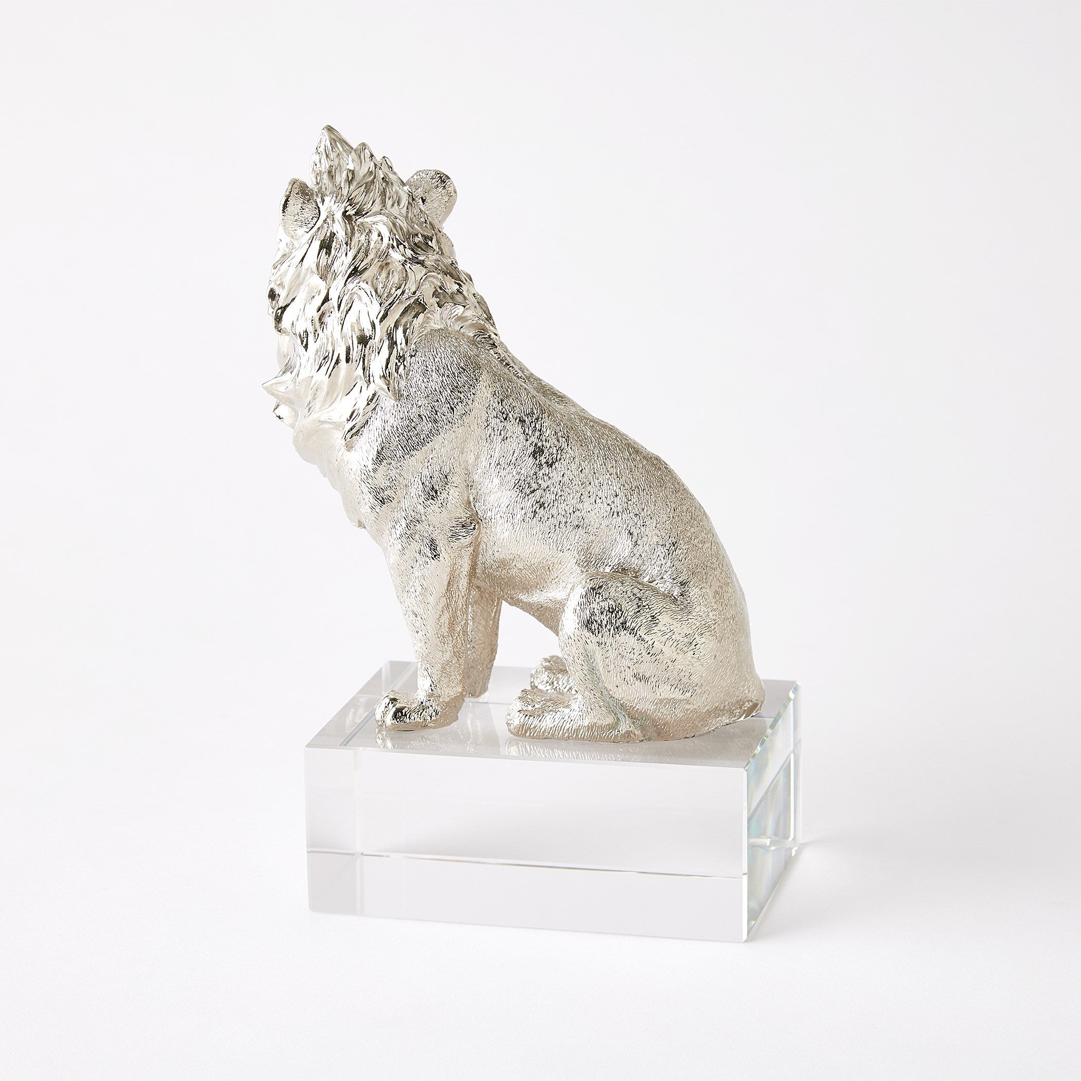 Global Views Nickel and Crystal Lion Lioness Sculpture