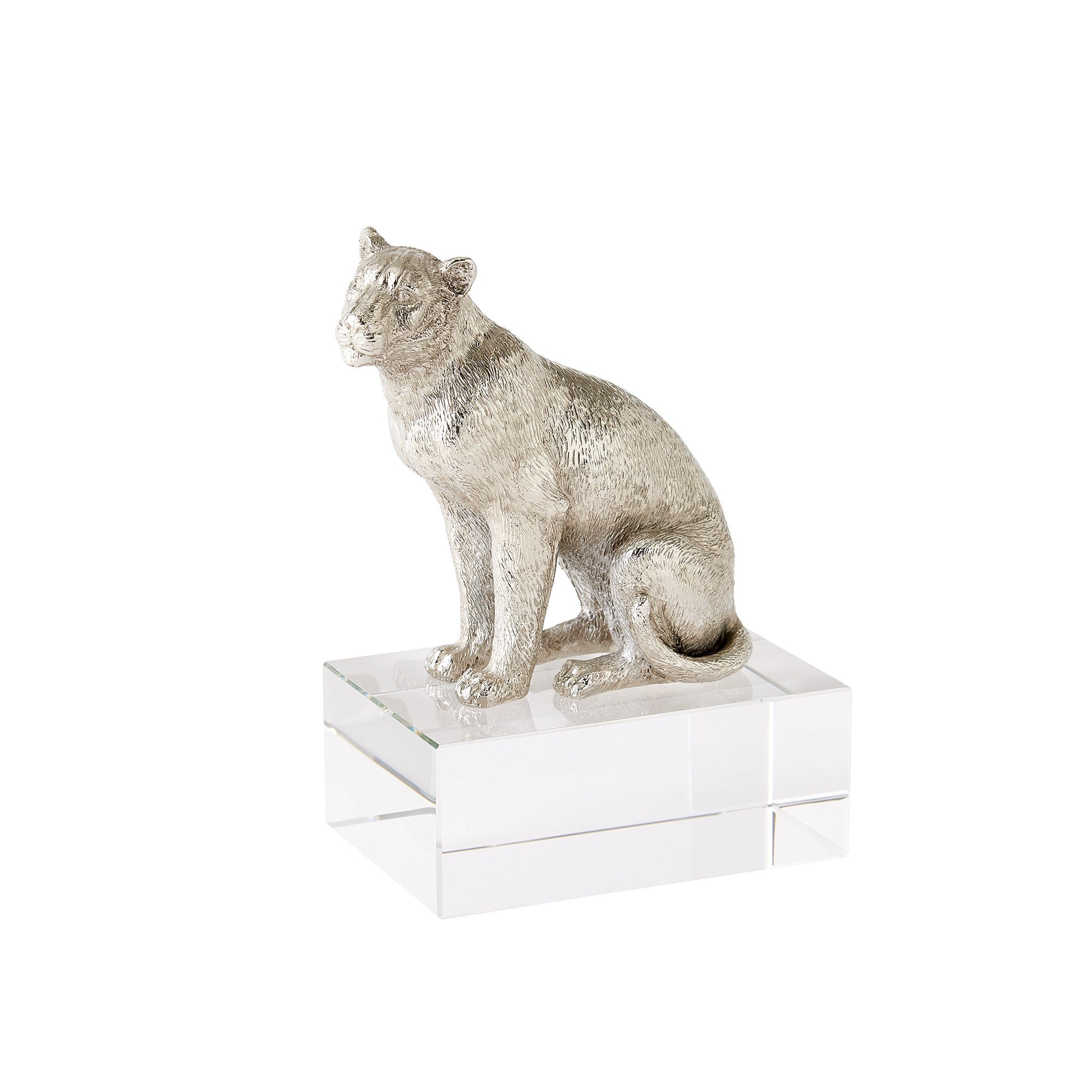Global Views Nickel and Crystal Lion Lioness Sculpture