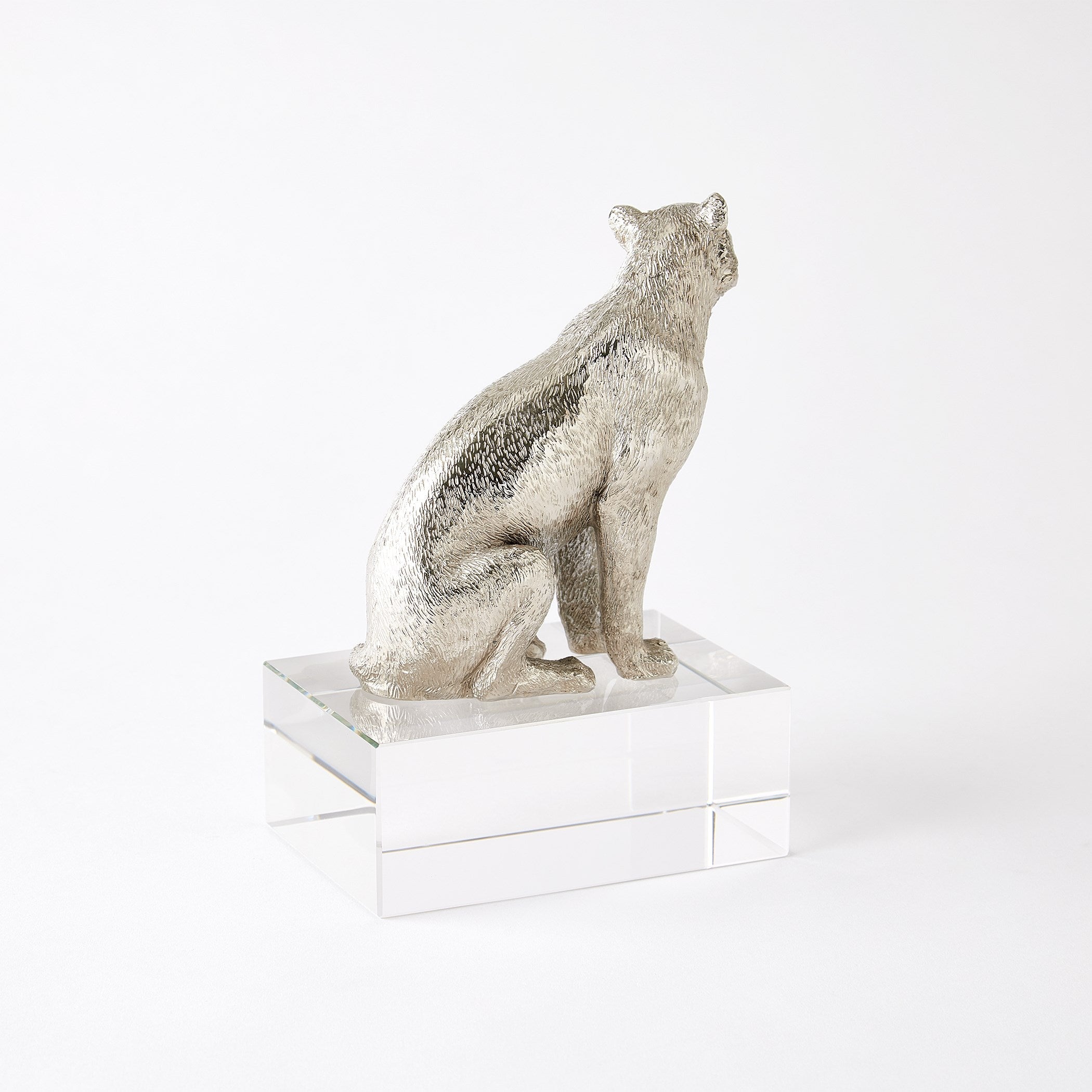 Global Views Nickel and Crystal Lion Lioness Sculpture