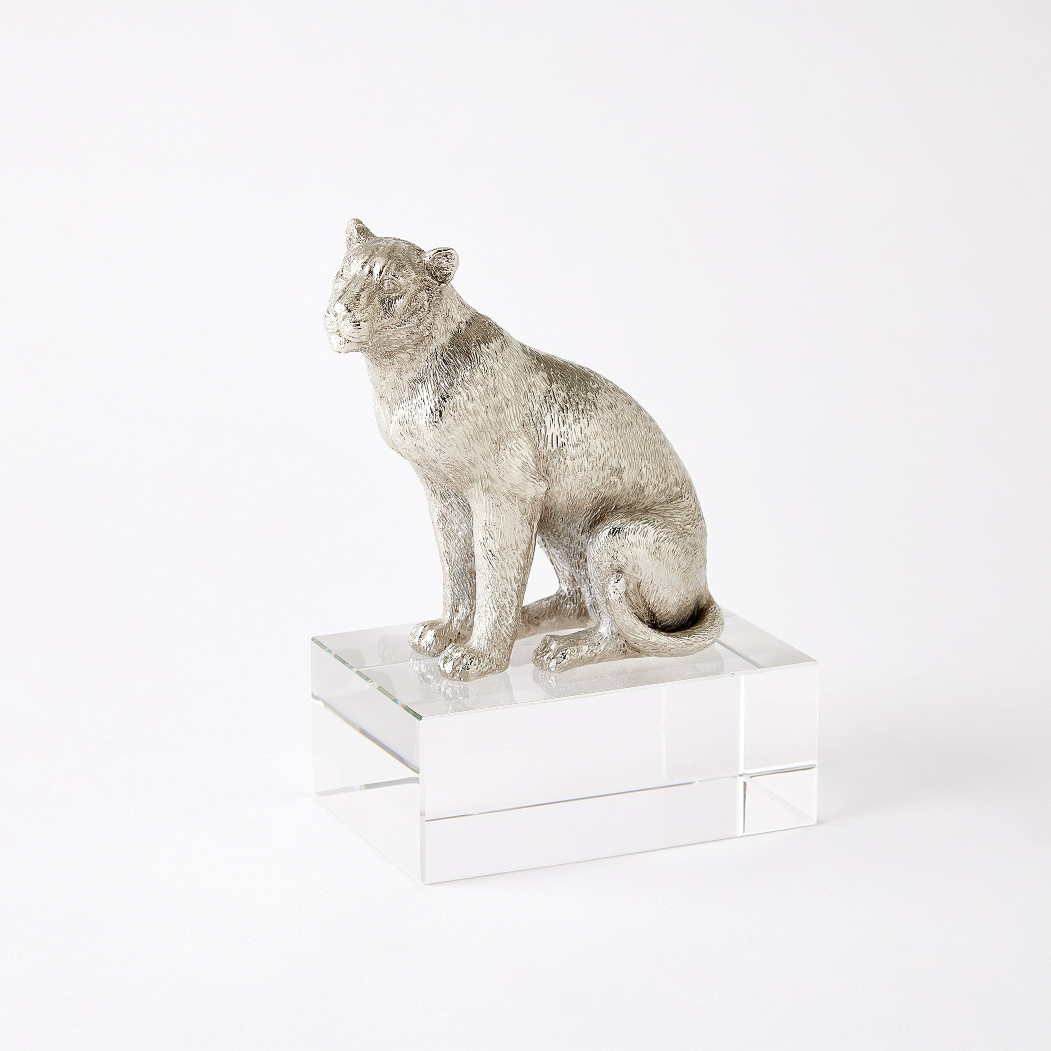 Global Views Nickel and Crystal Lion Lioness Sculpture
